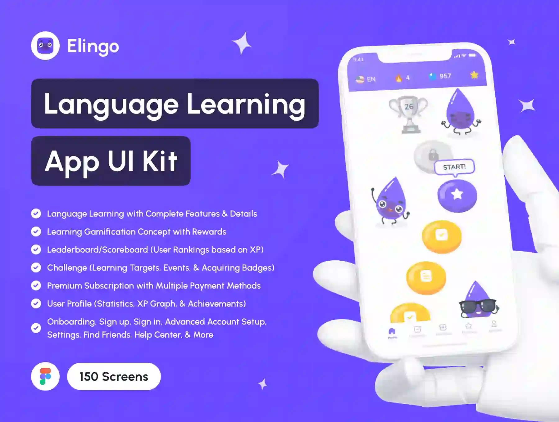 Elingo Language Learning App Ui Kit Ui Kits Ui Custom