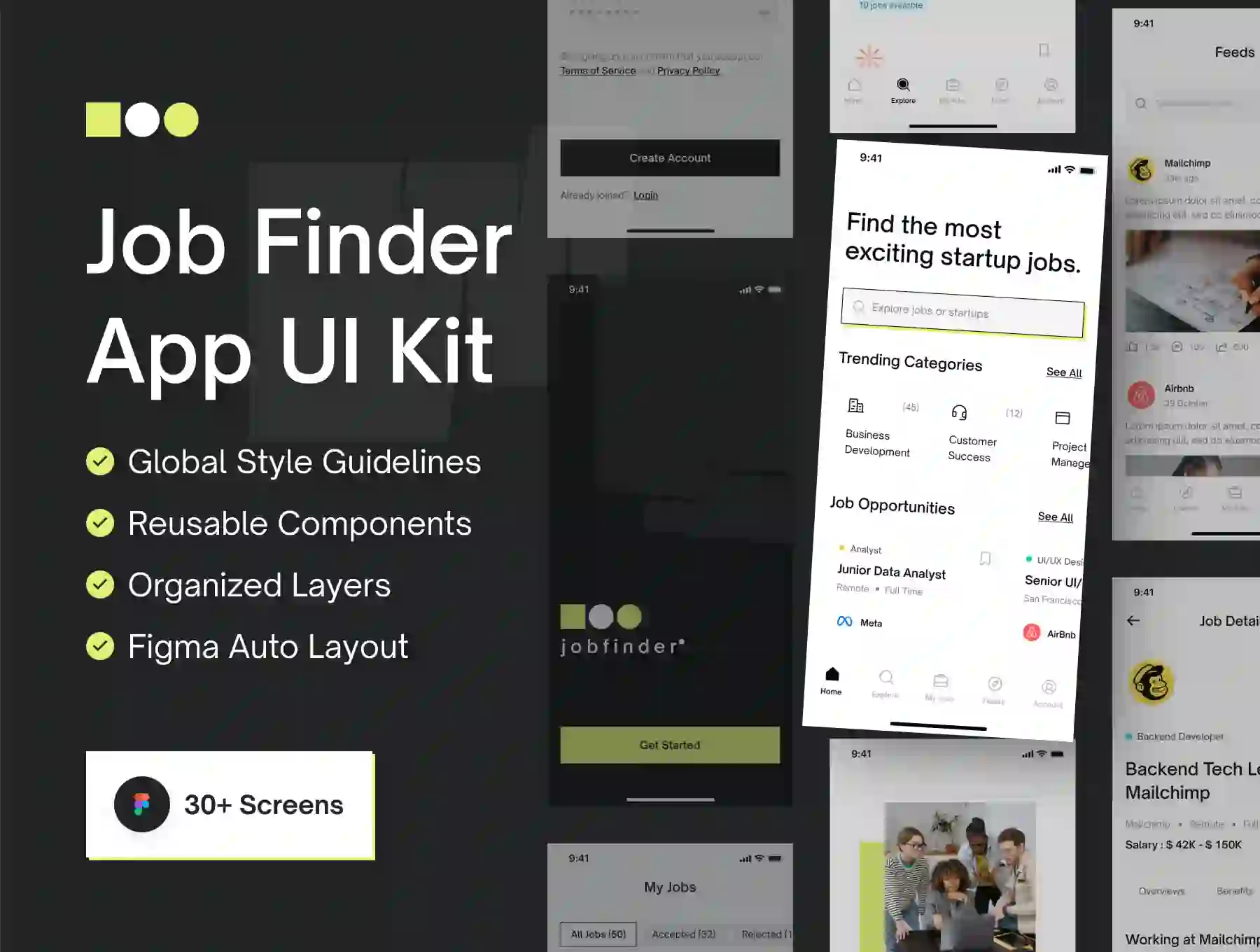 Job Finder App UI Kit UI Kits UI Custom