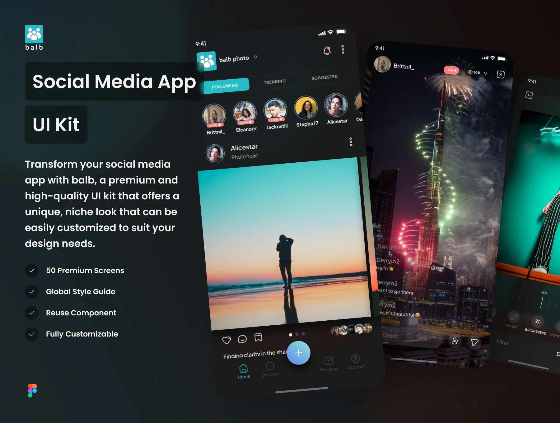 Balb Social Media App Ui Kit Ui Kits Ui Custom