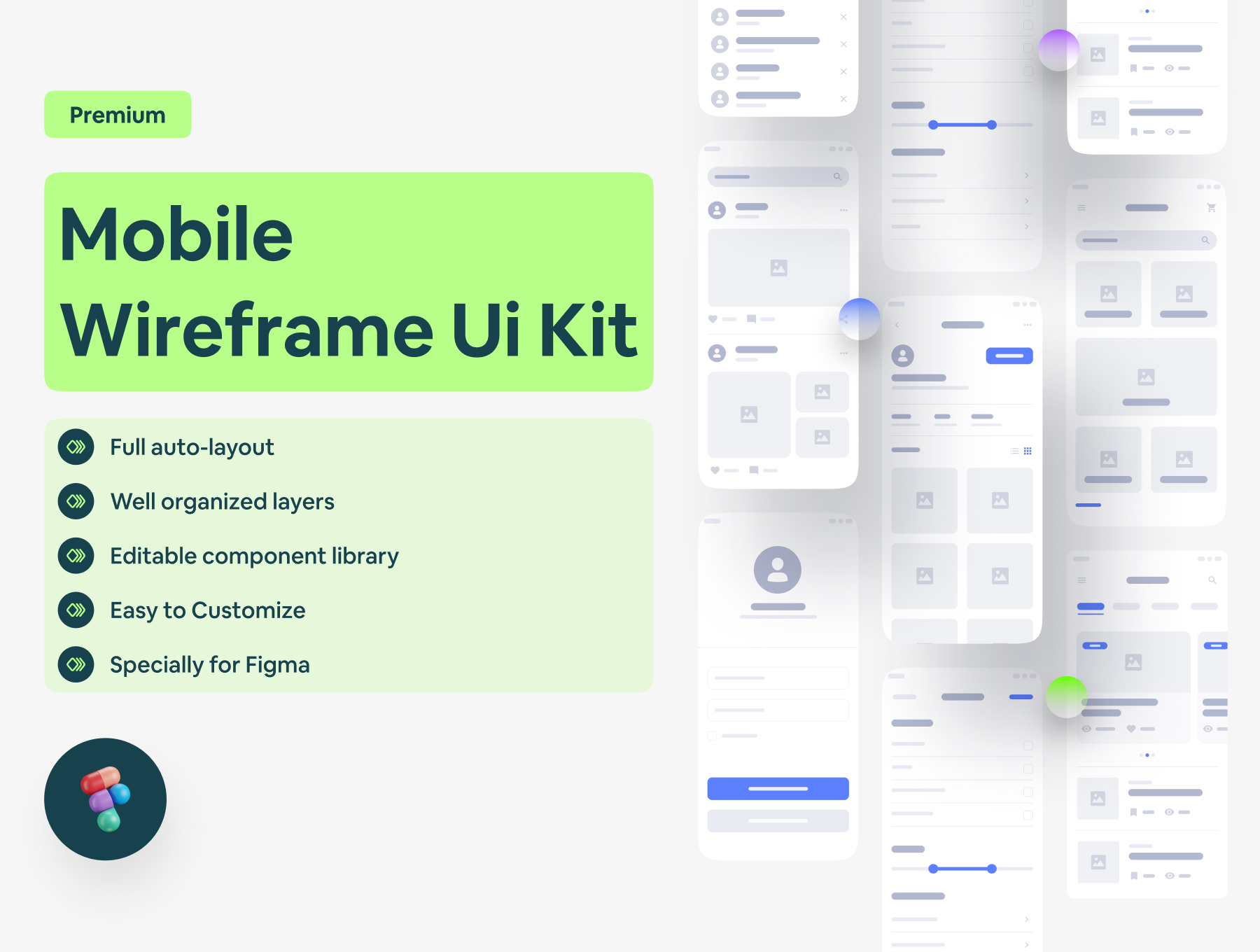 Mobile apps wireframe ui kit Wireframe kits — UI Custom