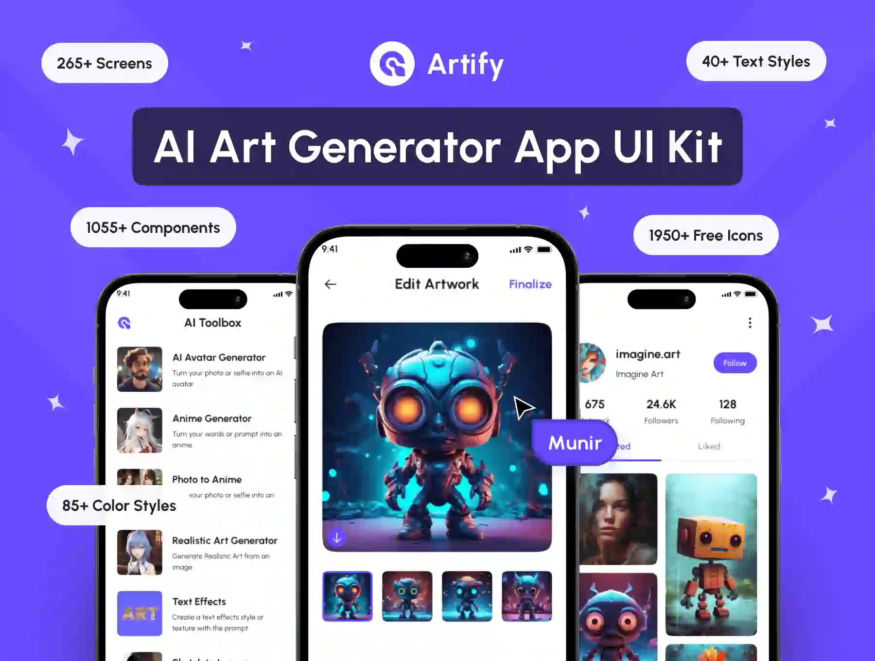 Artify - AI Art Generator App UI Kit UI Kits — UI Custom
