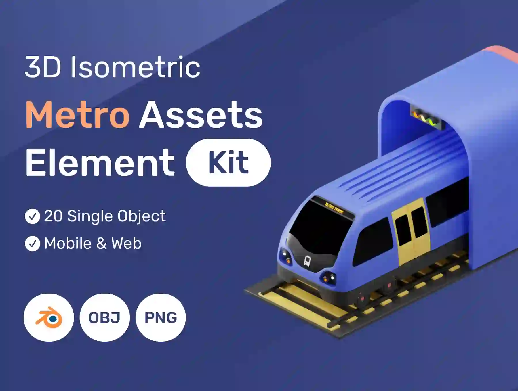 3D Isometric Tiny Metro Scene 3D Assets — UI Custom