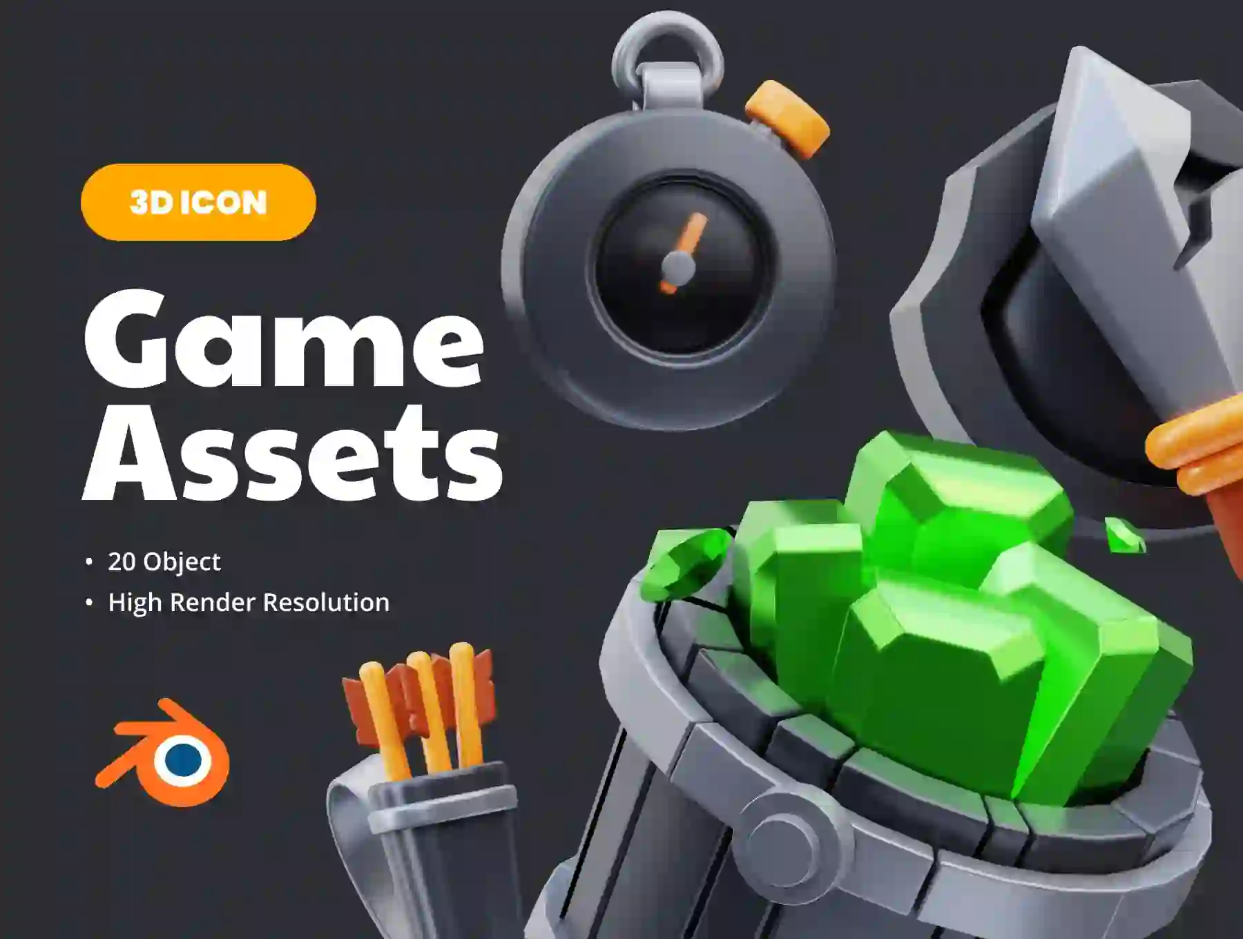 Game Assets 3D Illustration 3D Assets — UI Custom