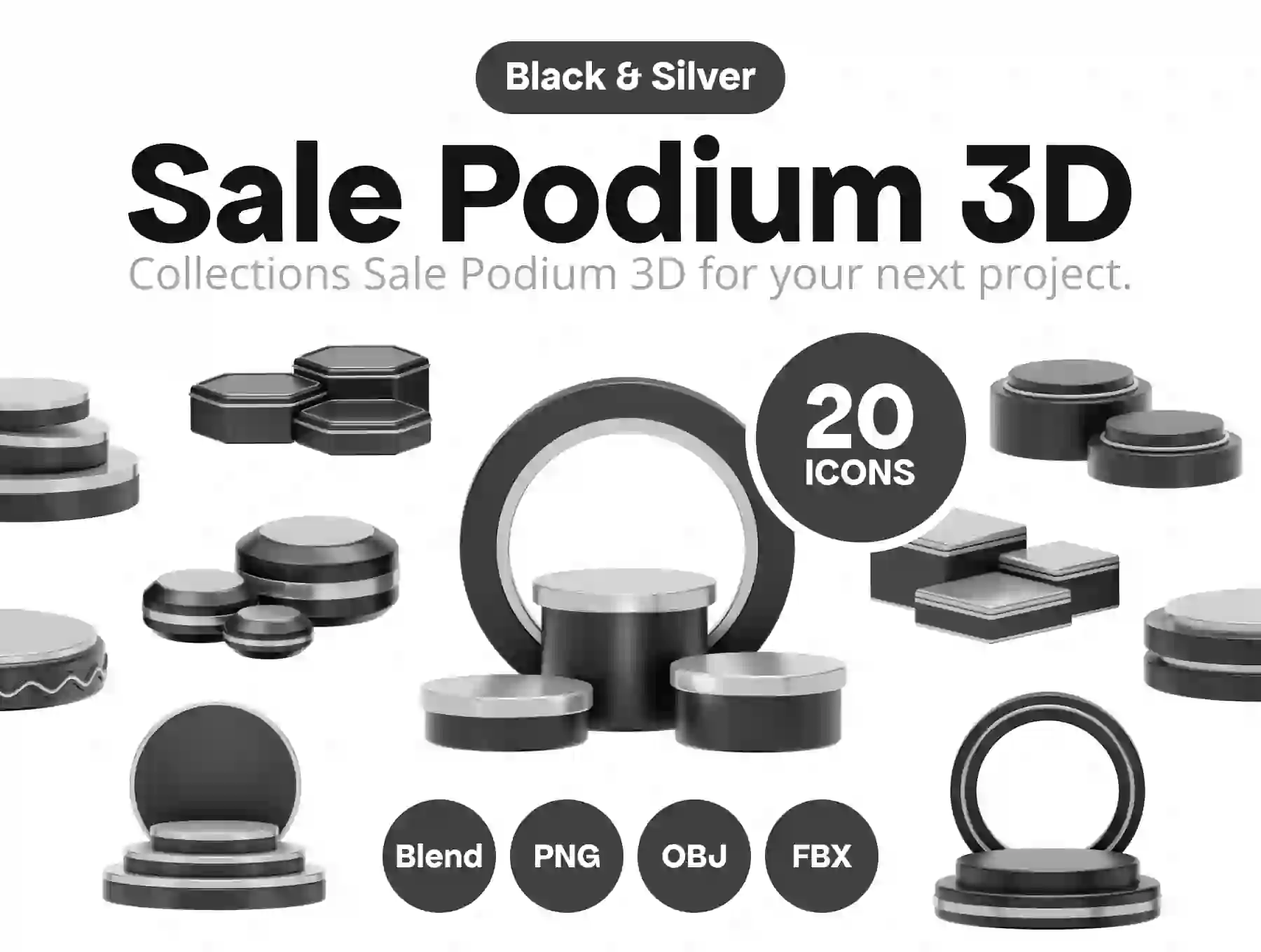 Sale Black Stage Podium 3D 3D Assets — UI Custom