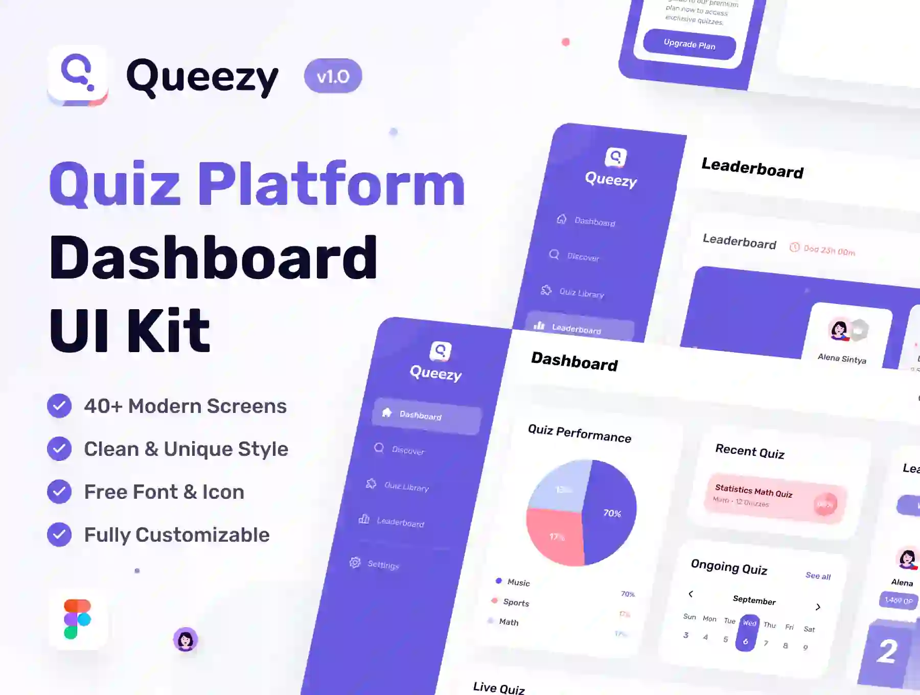 Queezy Dashboard - Quiz Dashboard UI Kit UI Kits — UI Custom