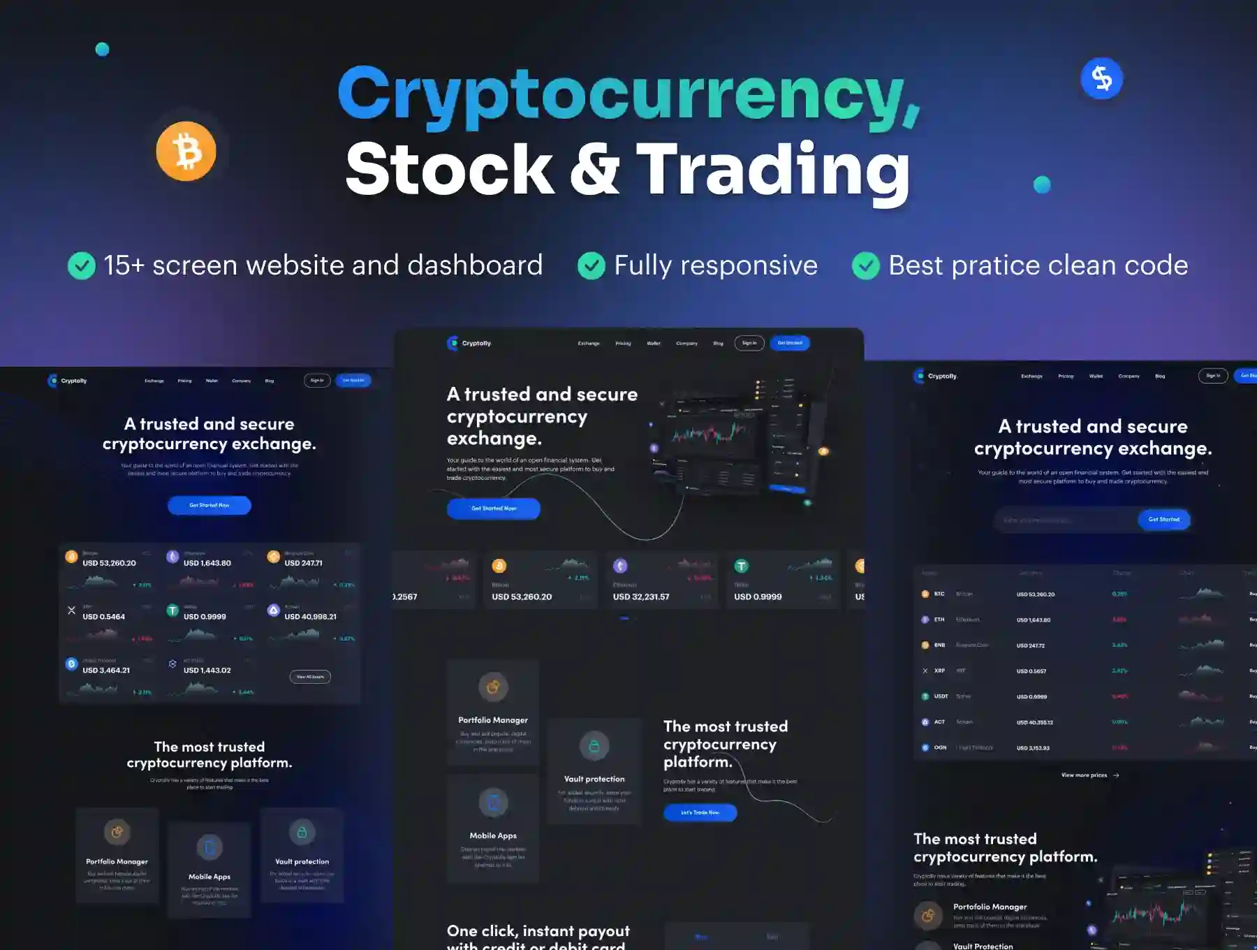 Cryptocurrency Landingpage & Dashboard