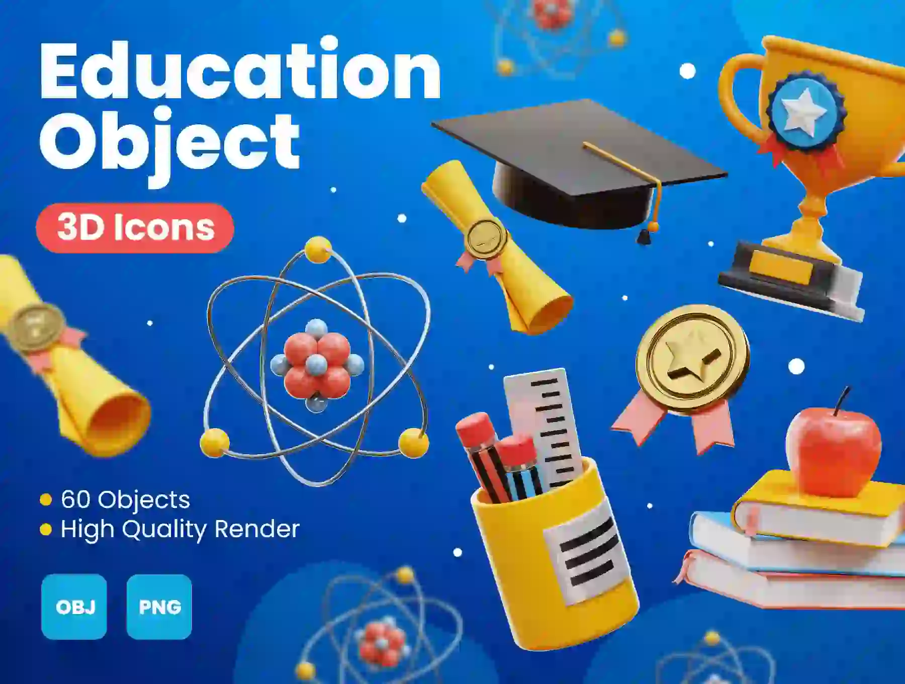 Education Object 3D Icons
