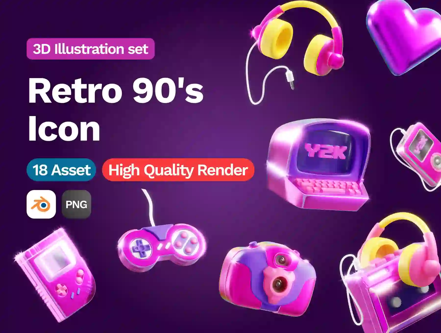 3D Retro 90s Icon