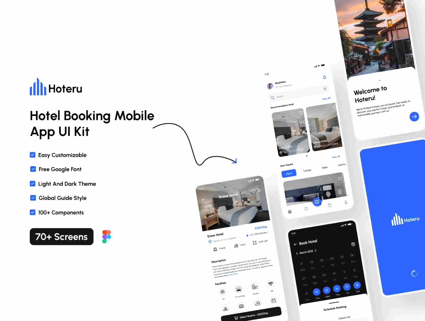 Hoteru - Hotel Booking Mobile App UI Kit