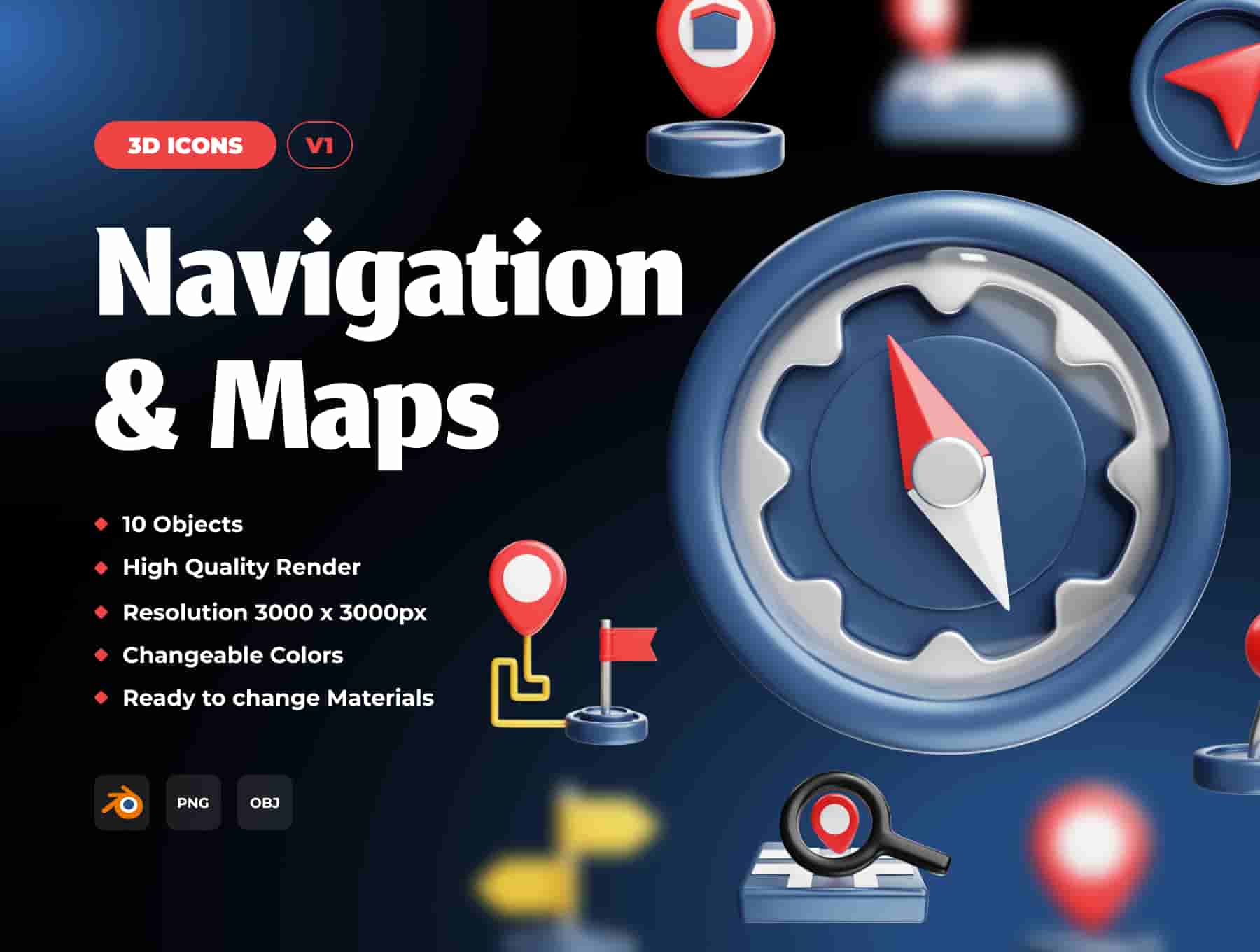 Navigation And Maps 3D Icon