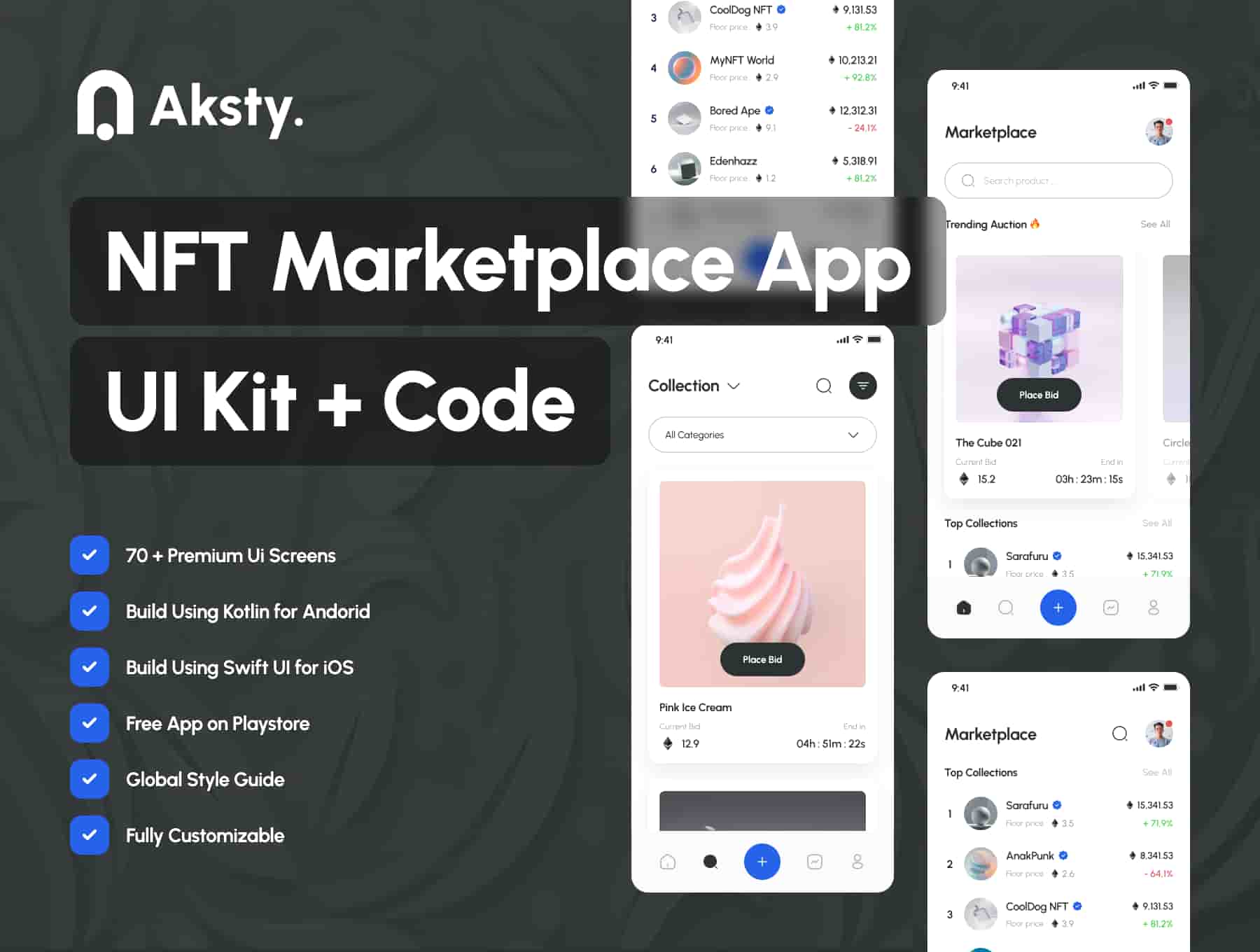 Aksty. - NFT Marketplace UI Kit + App