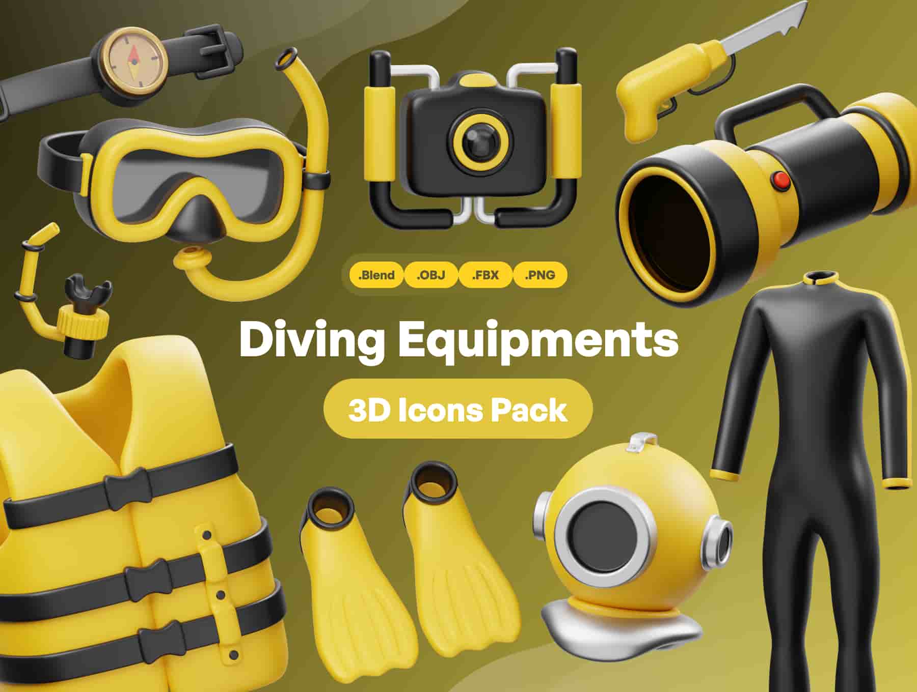 Diving Equipment 3D Icon