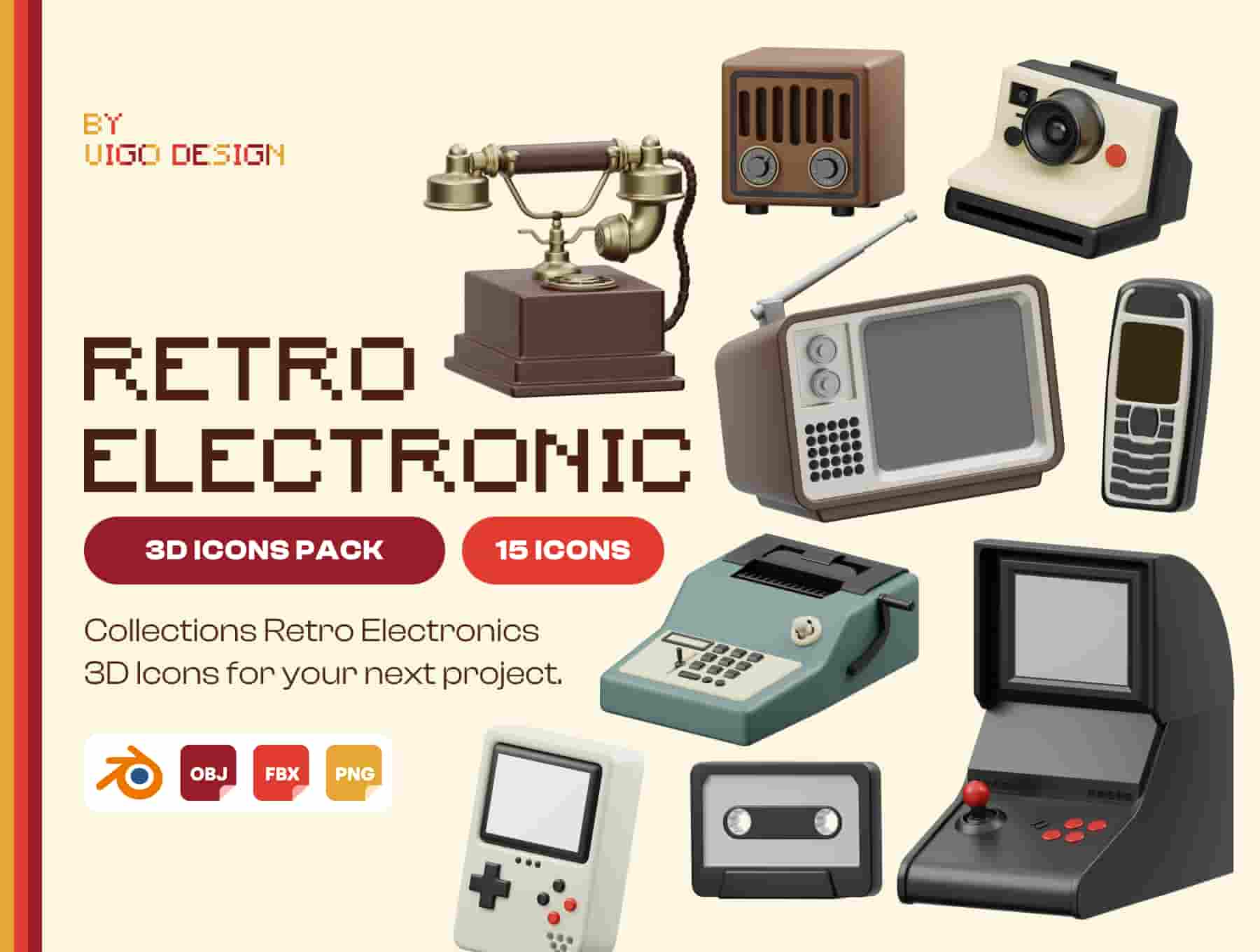 Retro Electronics 3D Icon