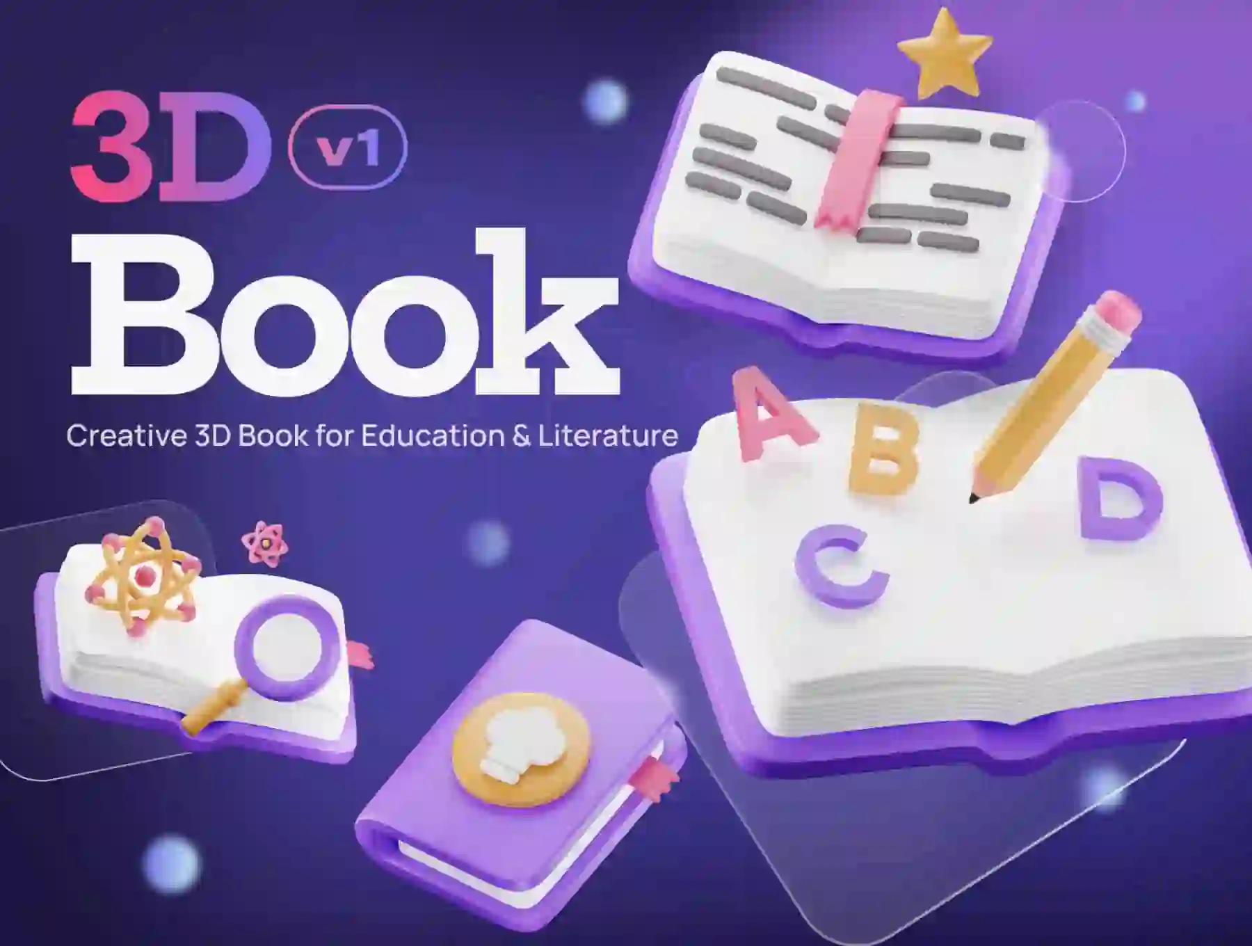 Bookly - Books & School Stationery 3D Icon