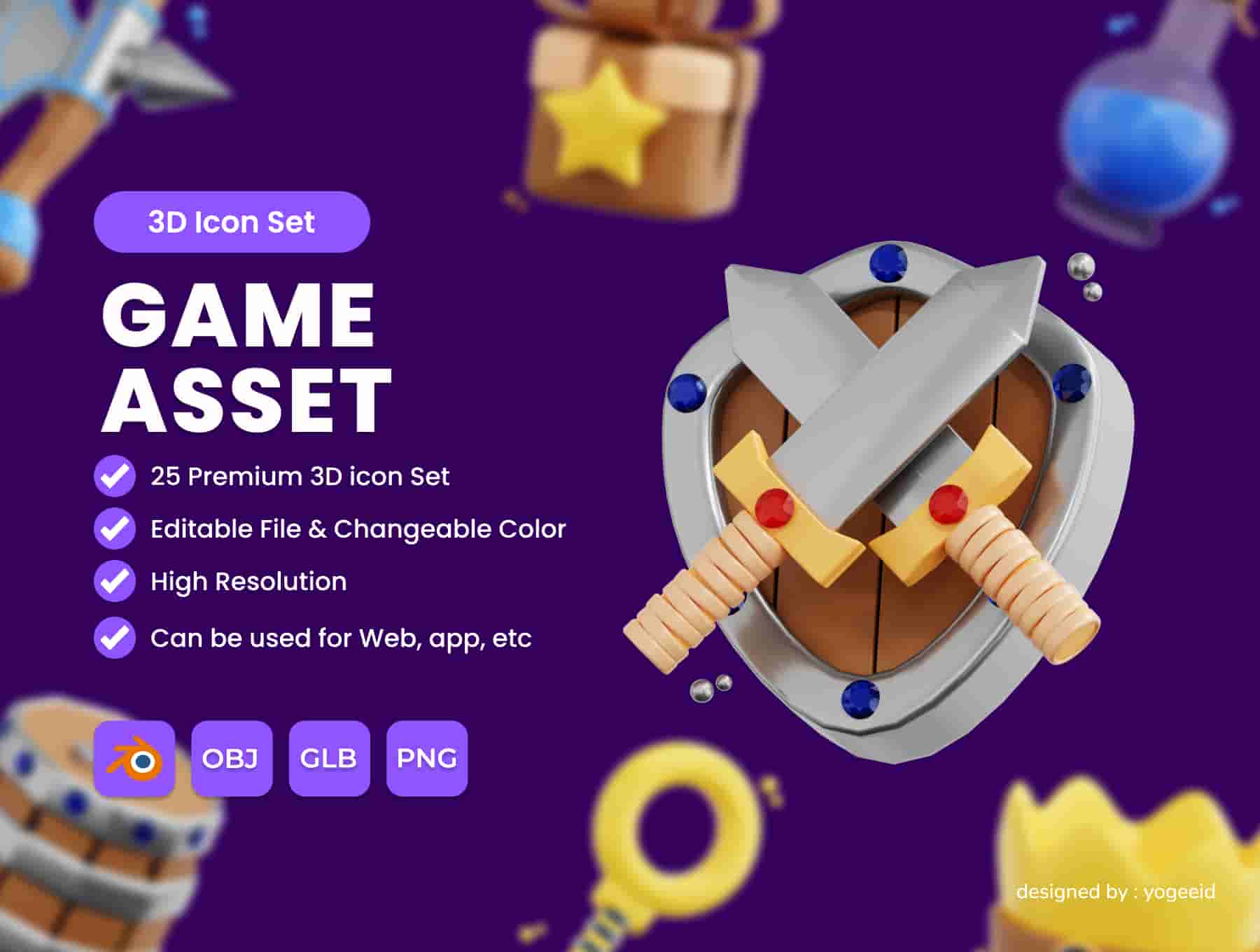 3D Game Asset Icon Set Pack