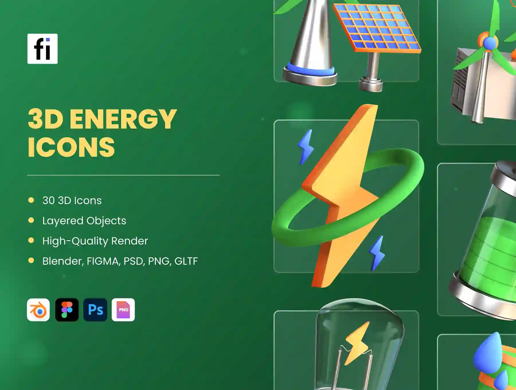 3D Energy and Environment Icons