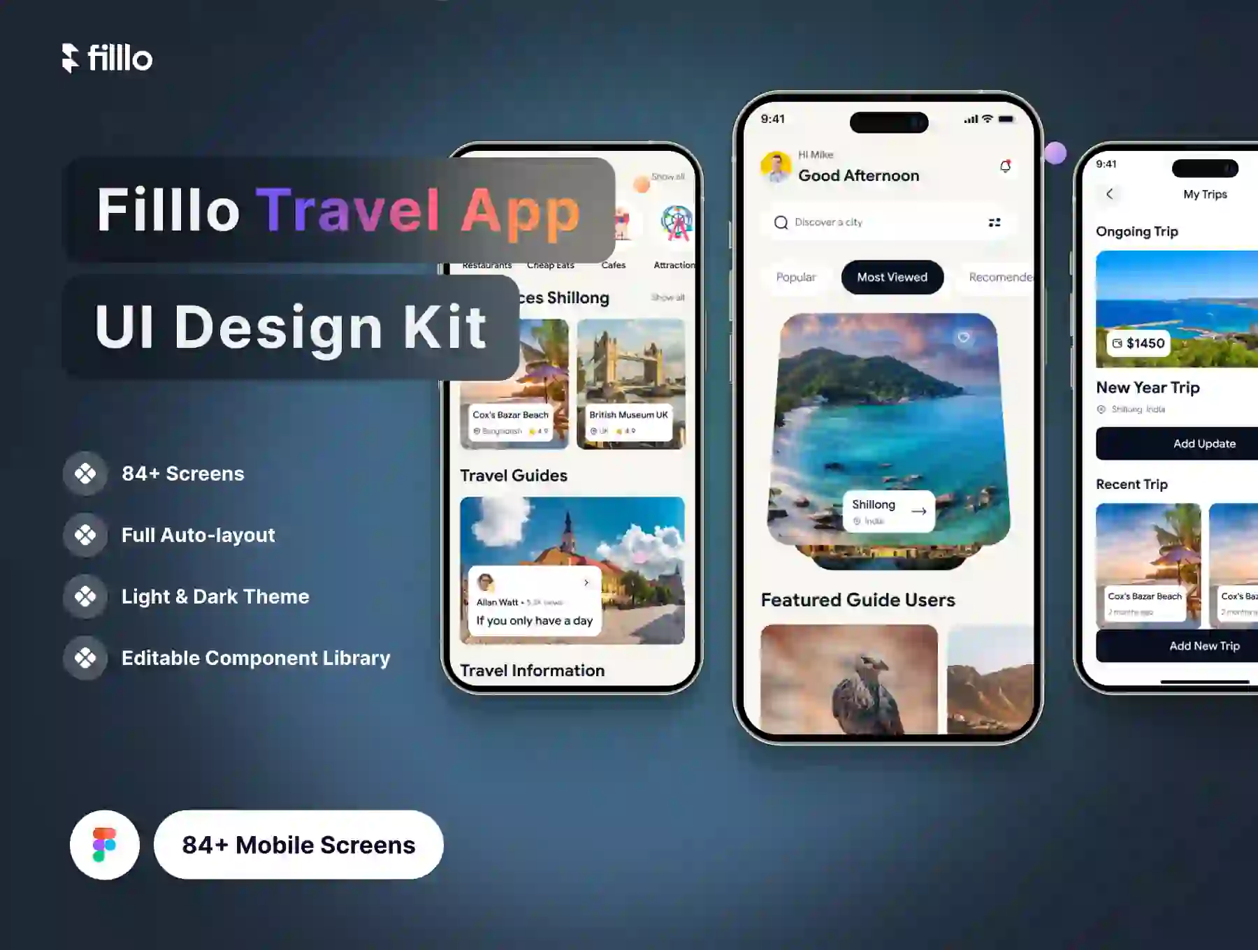 Filllo Travel App UI Design Kit