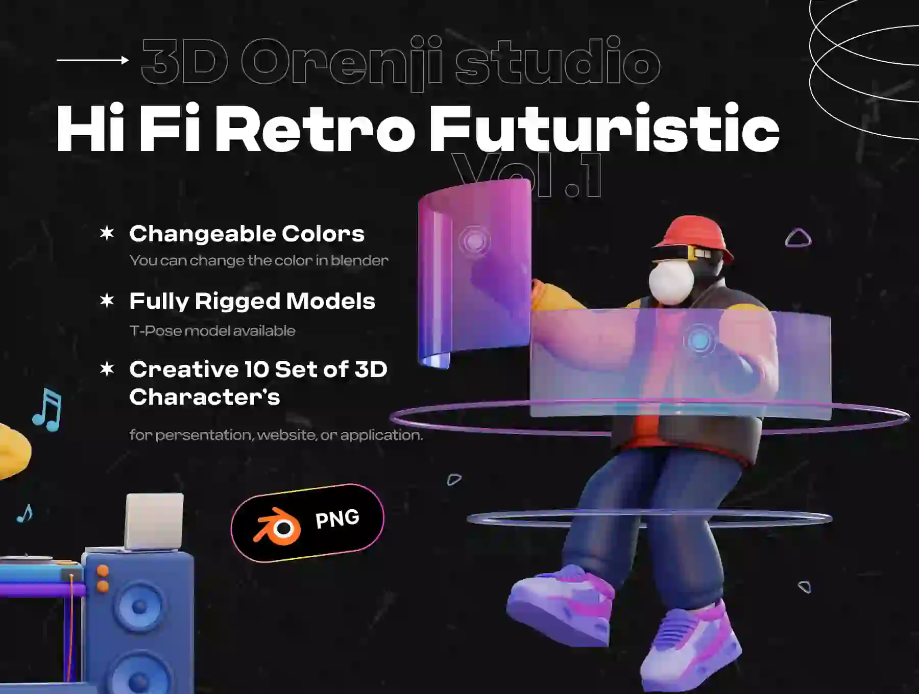 3D Hi Fi Retro Futuristic Character