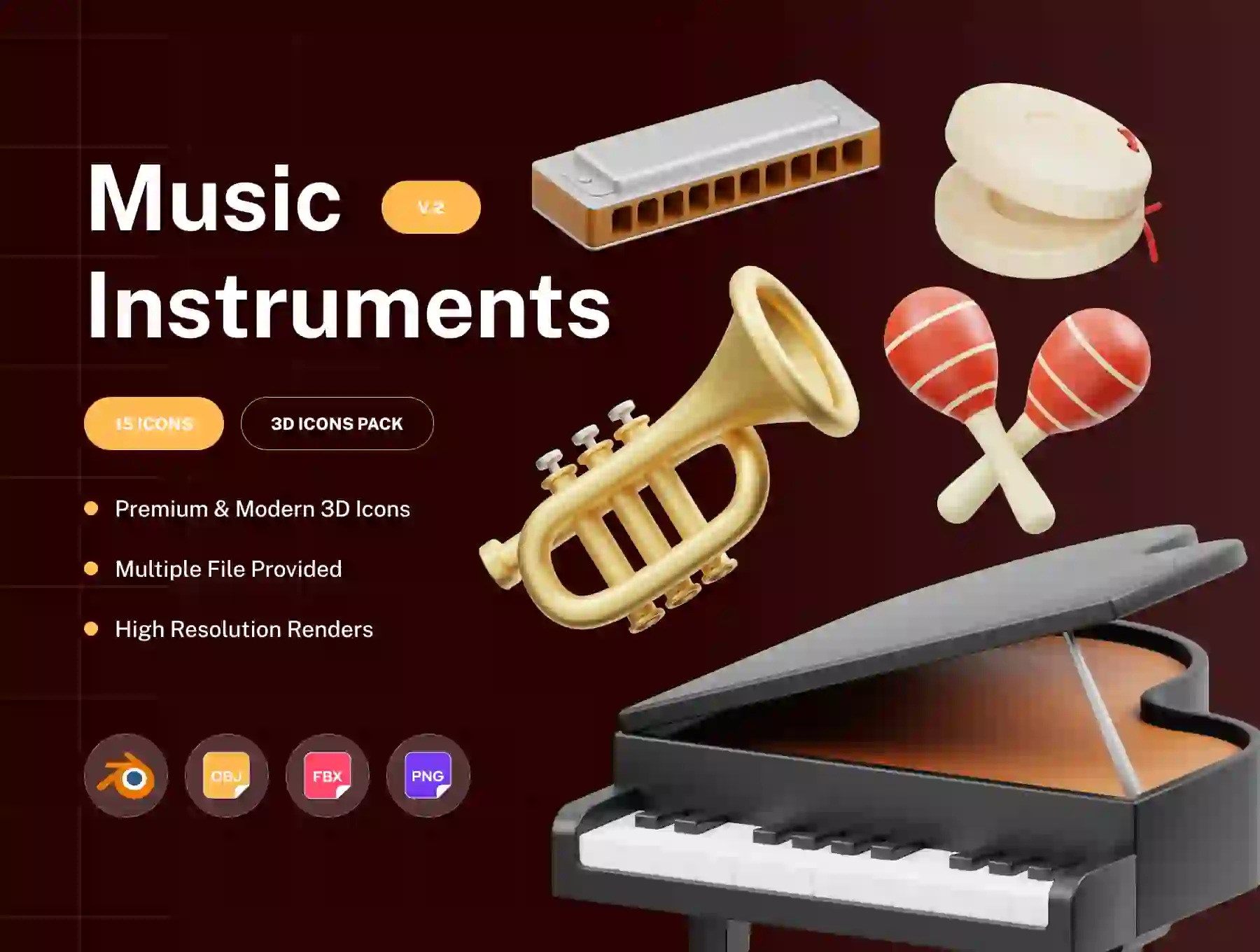 Music Instruments 3D Icon