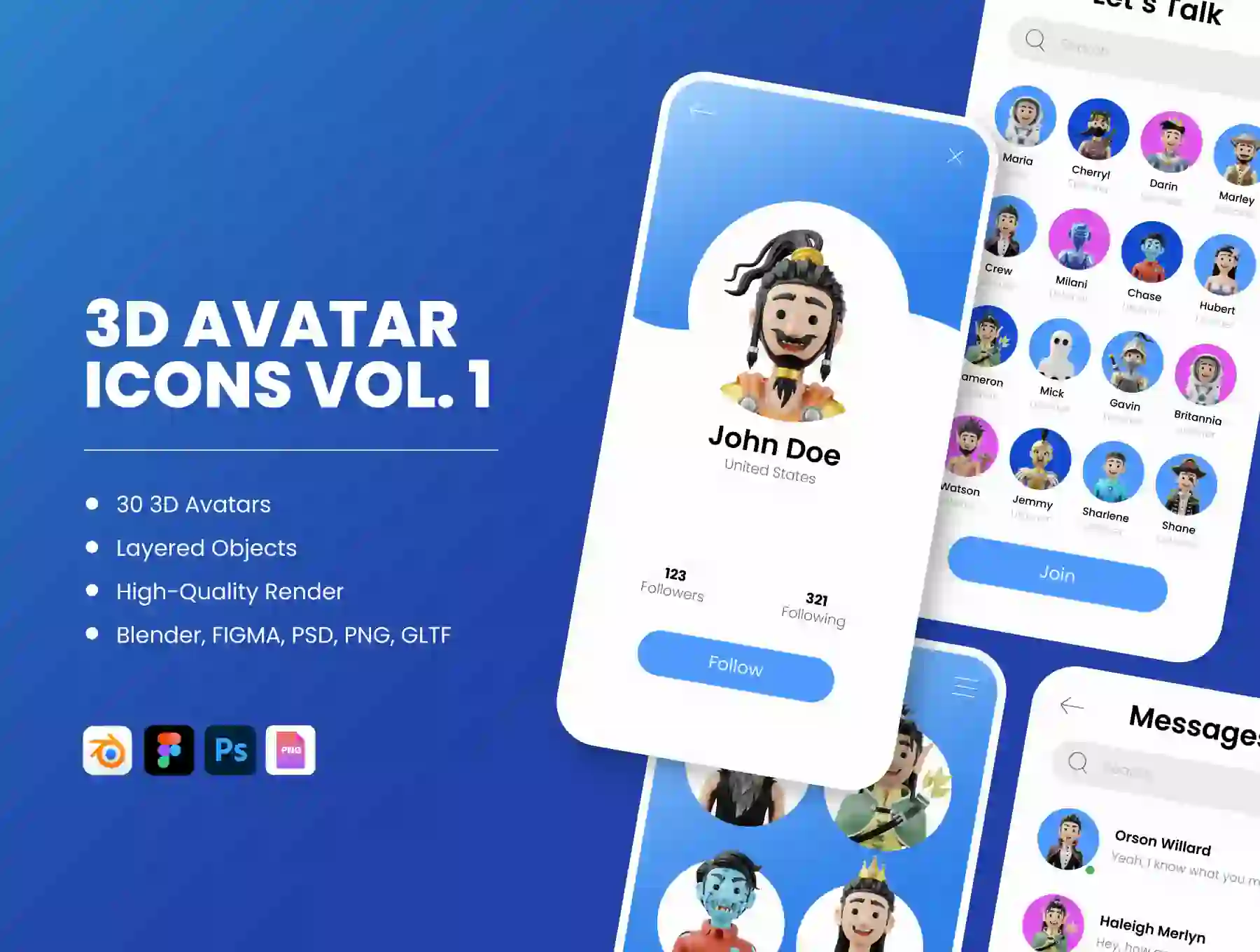 30 3D Avatar and Character Icon Set Vol 1