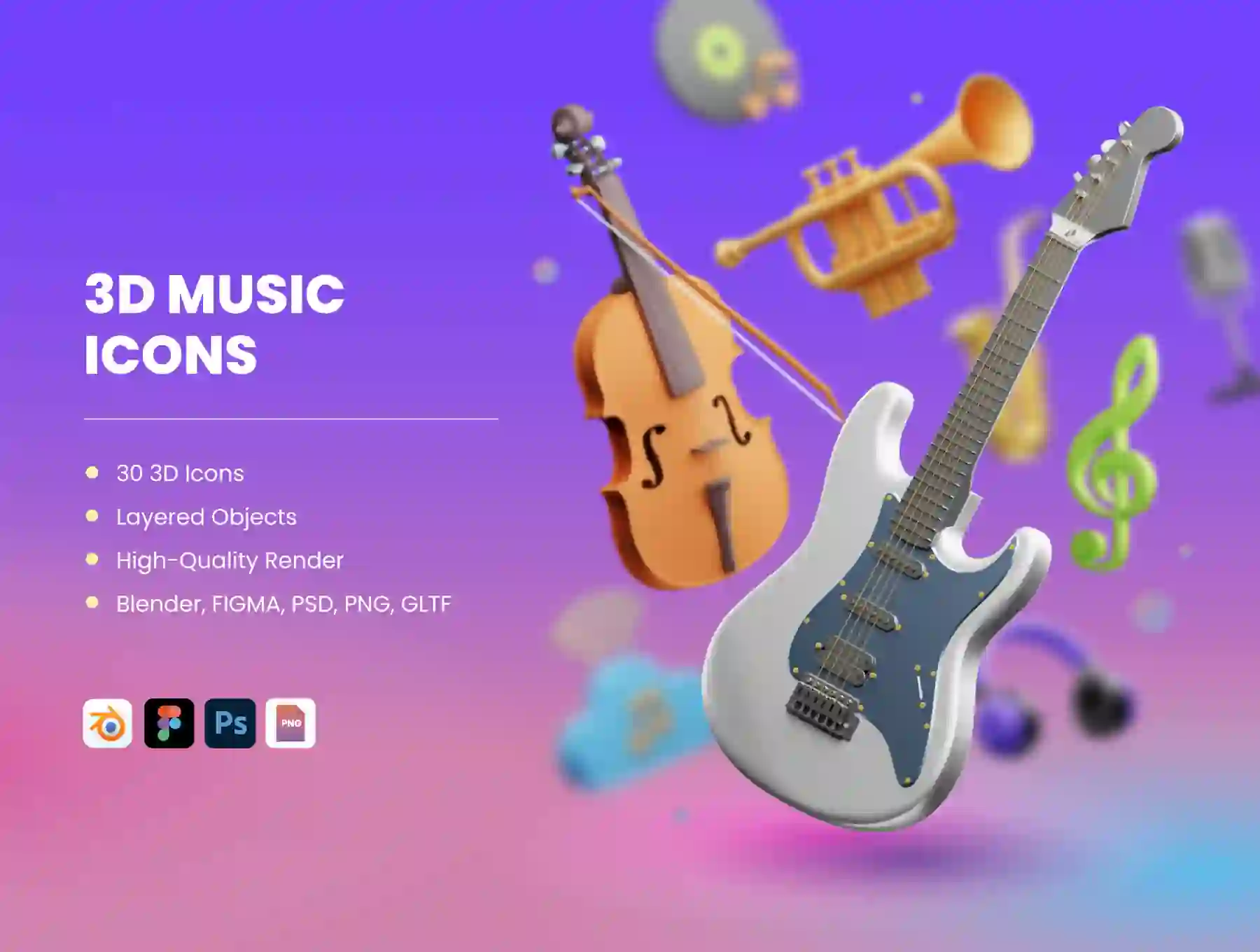 3D Musical Elements Icons