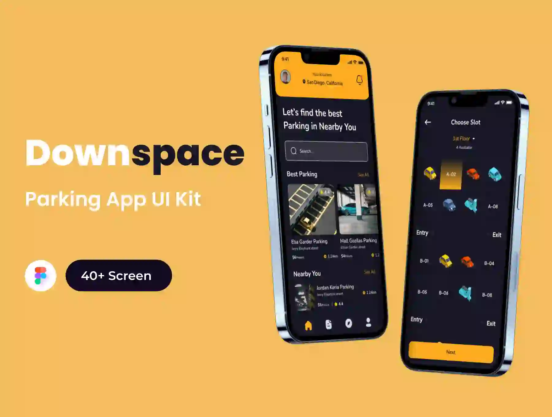 Downspace - Parking App UI Kits