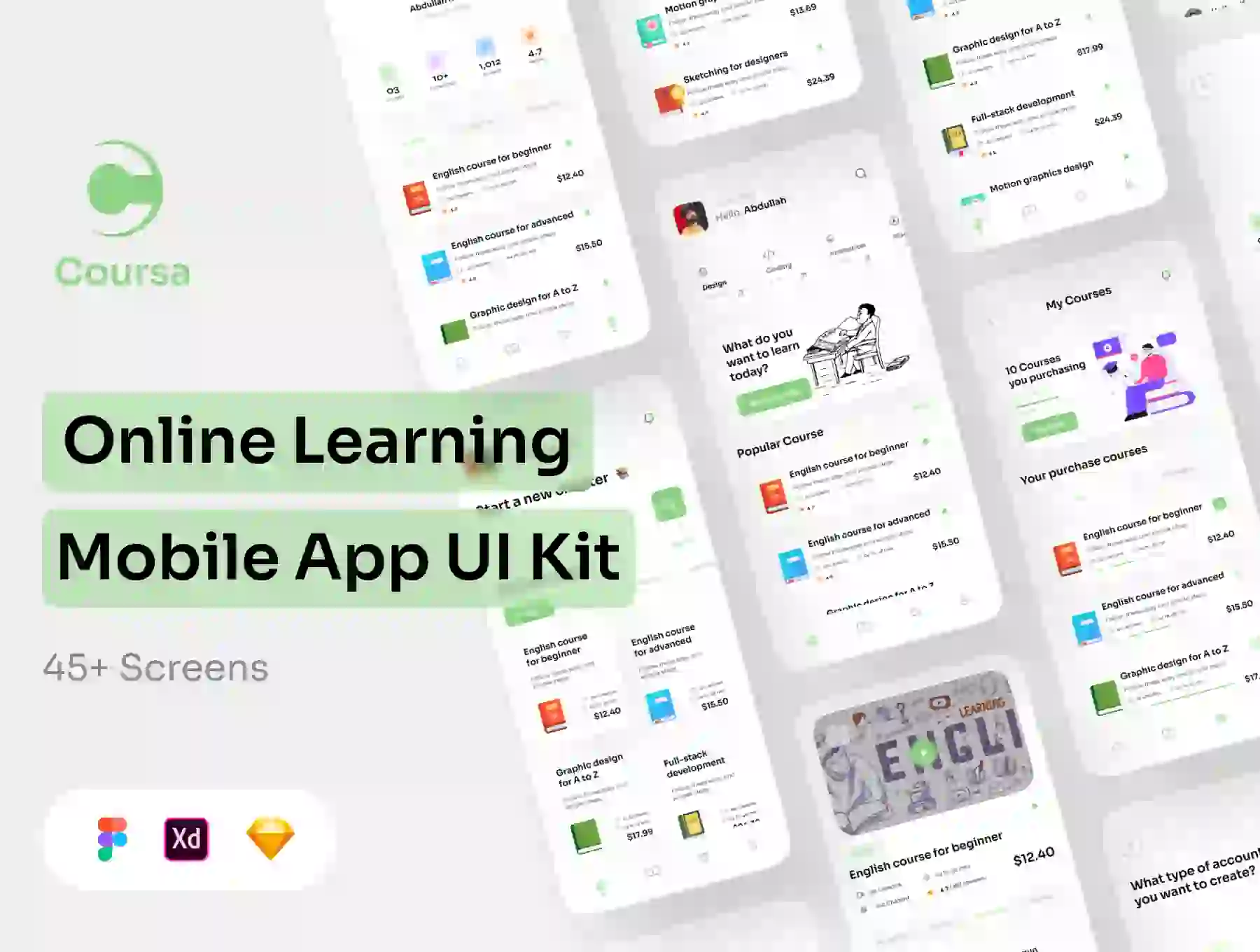 Coursa - Online Learning Mobile App UI Kit