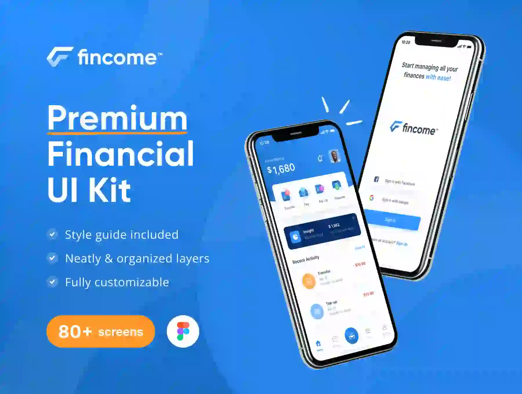 Fincome - Finance Premium UI Kit Templates