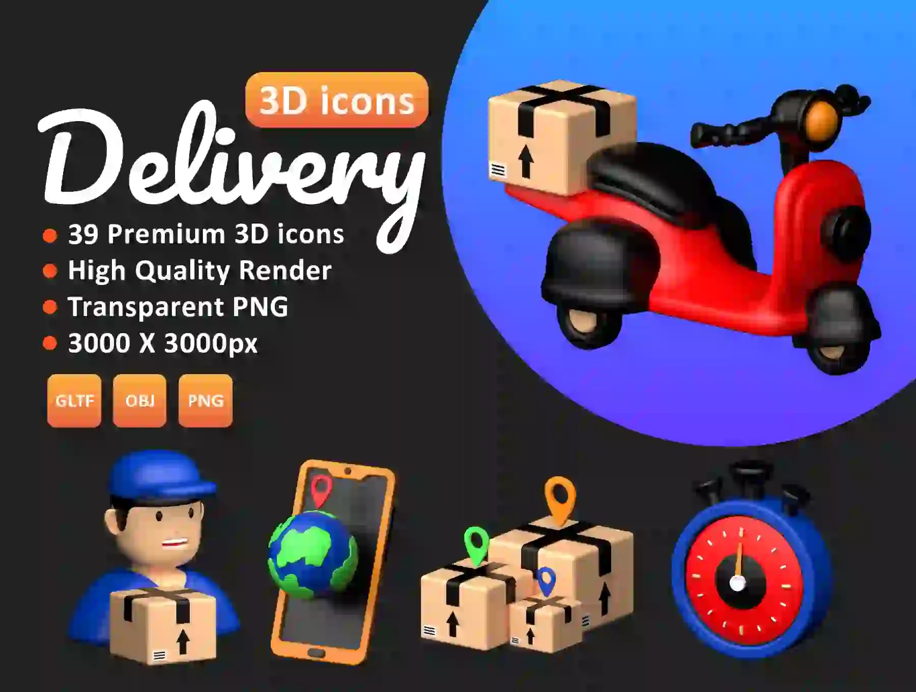 Delivery 3D icons Set