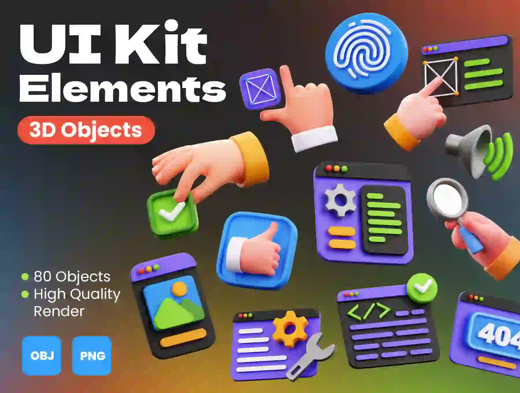 3D UI Kit Elements