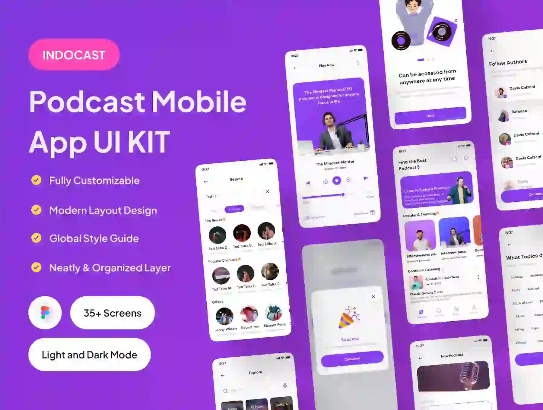 INDOCAST - Podcast Mobile App UI Kit