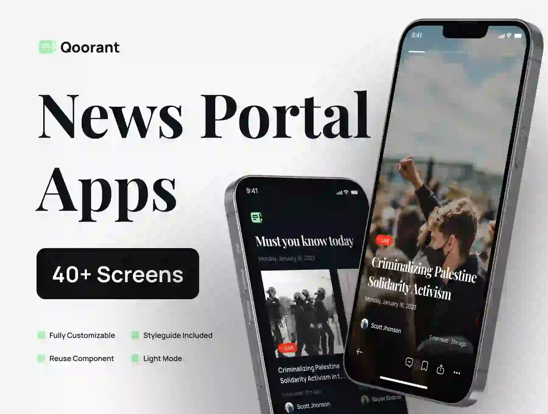 Qoorant - News Portal Mobile Apps UI Kit