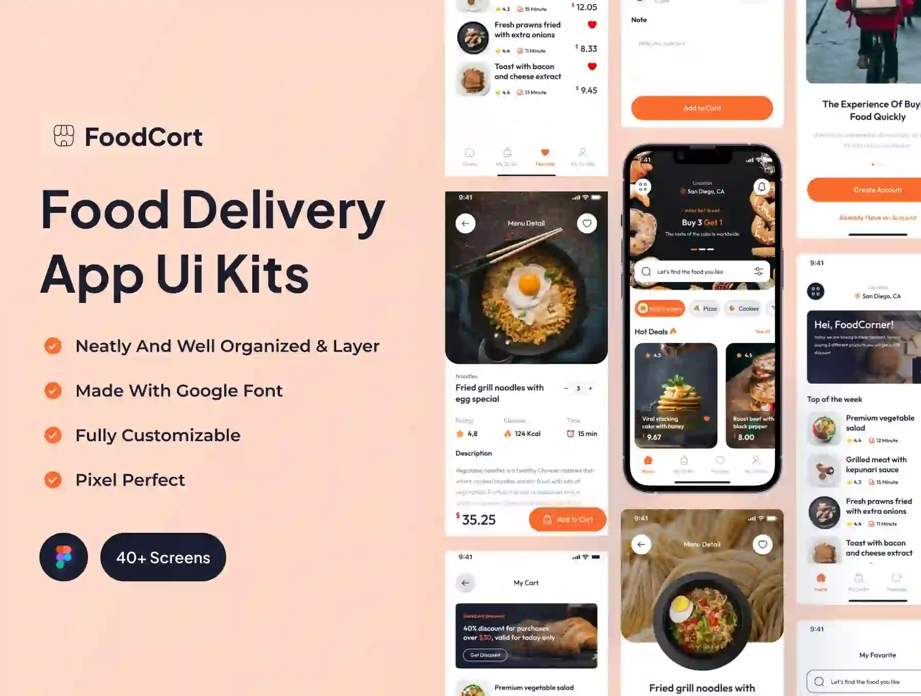 FoodCort - Food Delivery App Ui Kits