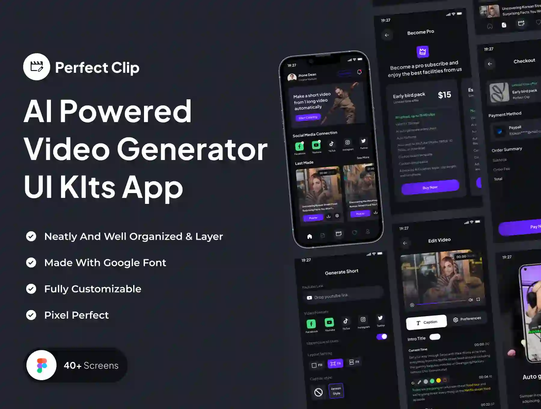 Perfect Clip - AI Powered Video Generator UI KIts App