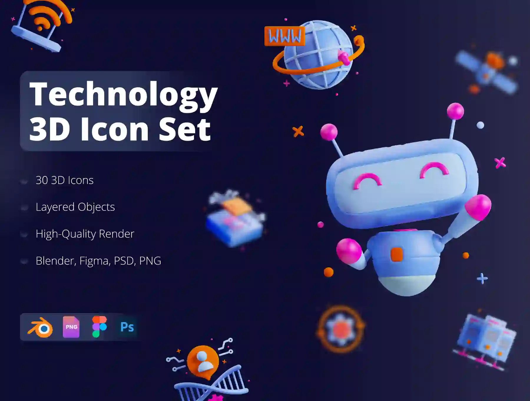 3D Technology Icon Set