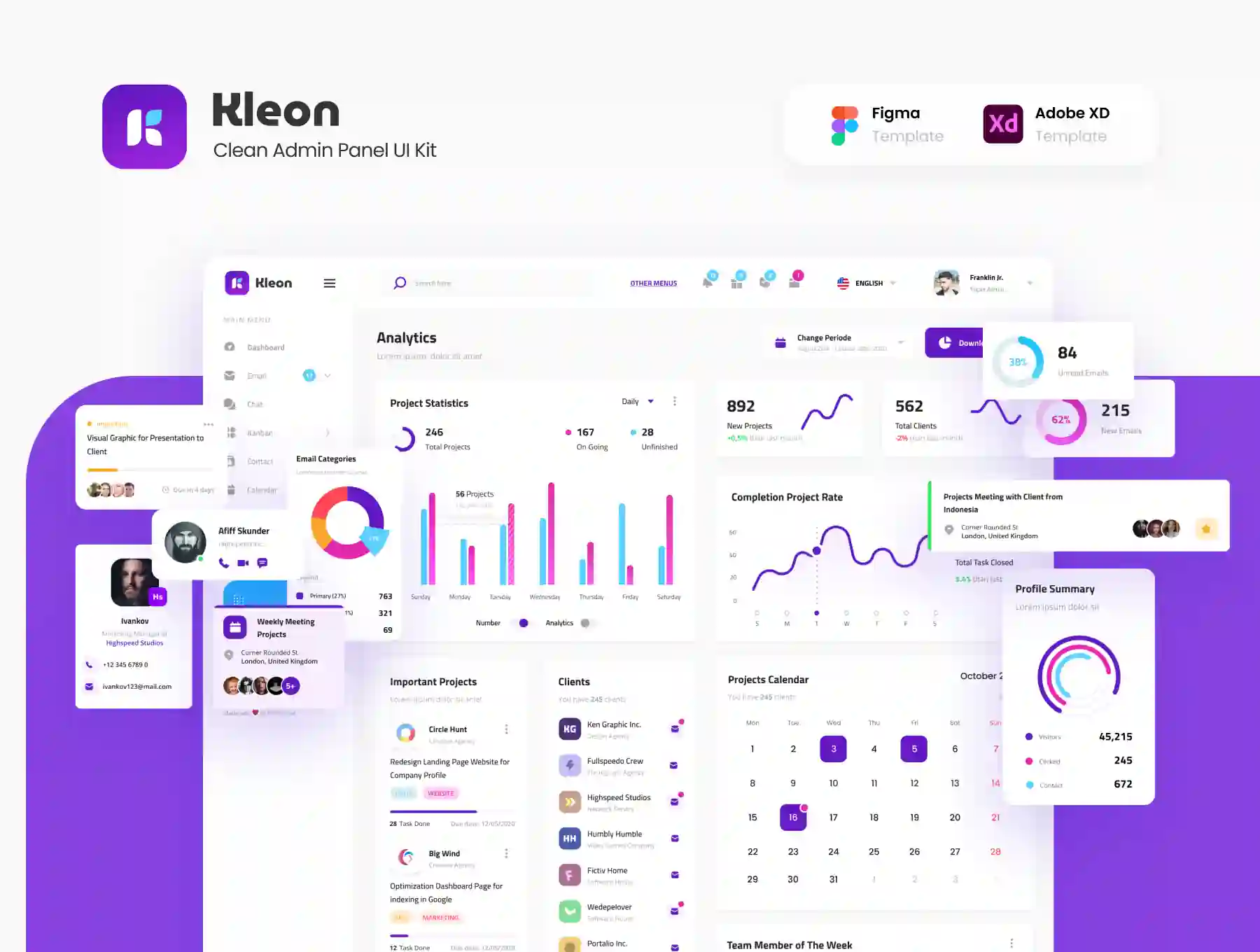Kleon - Clean Admin Panel Dashboard UI Template