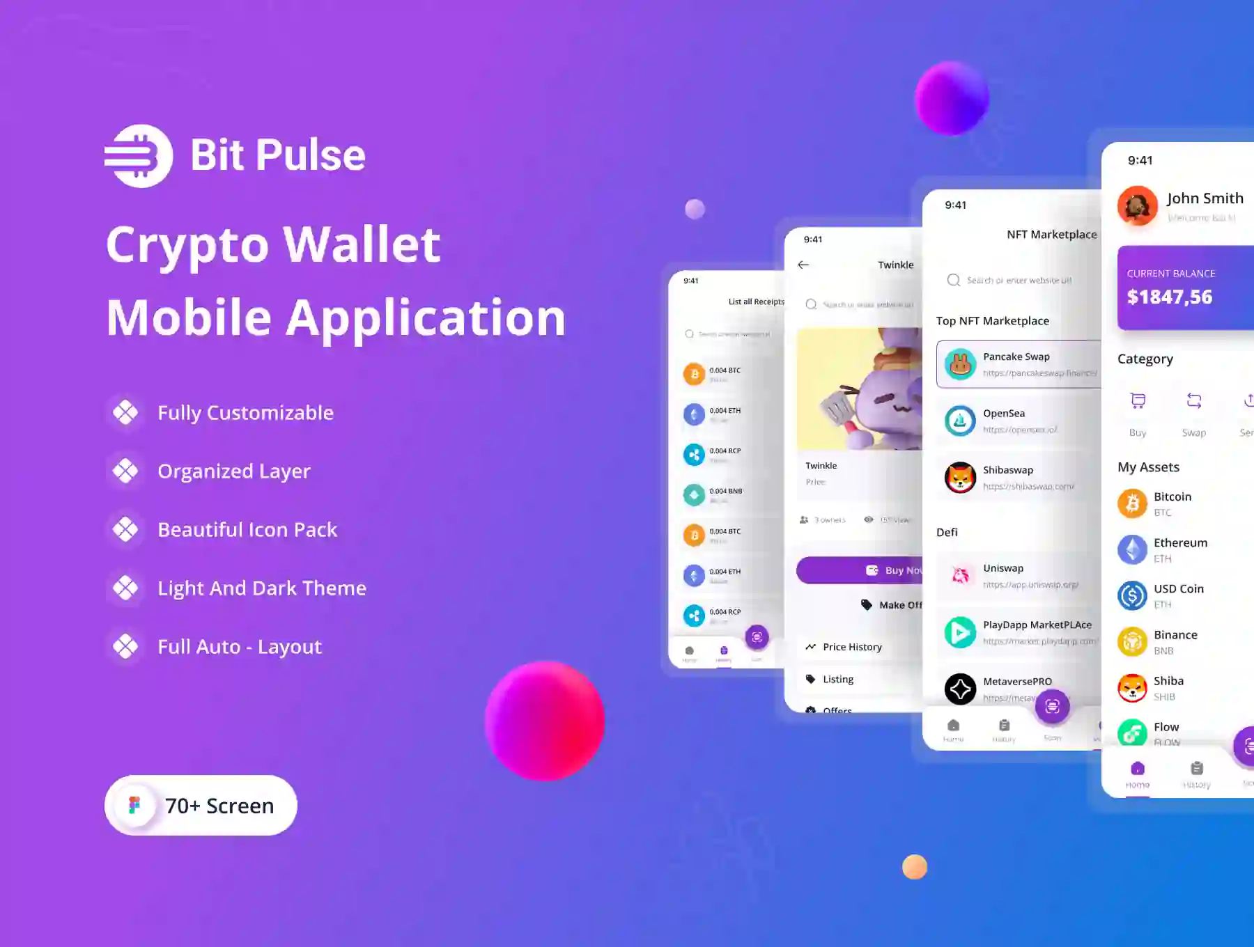 Bit Pulse Crypto Wallet Mobile App UI Kit