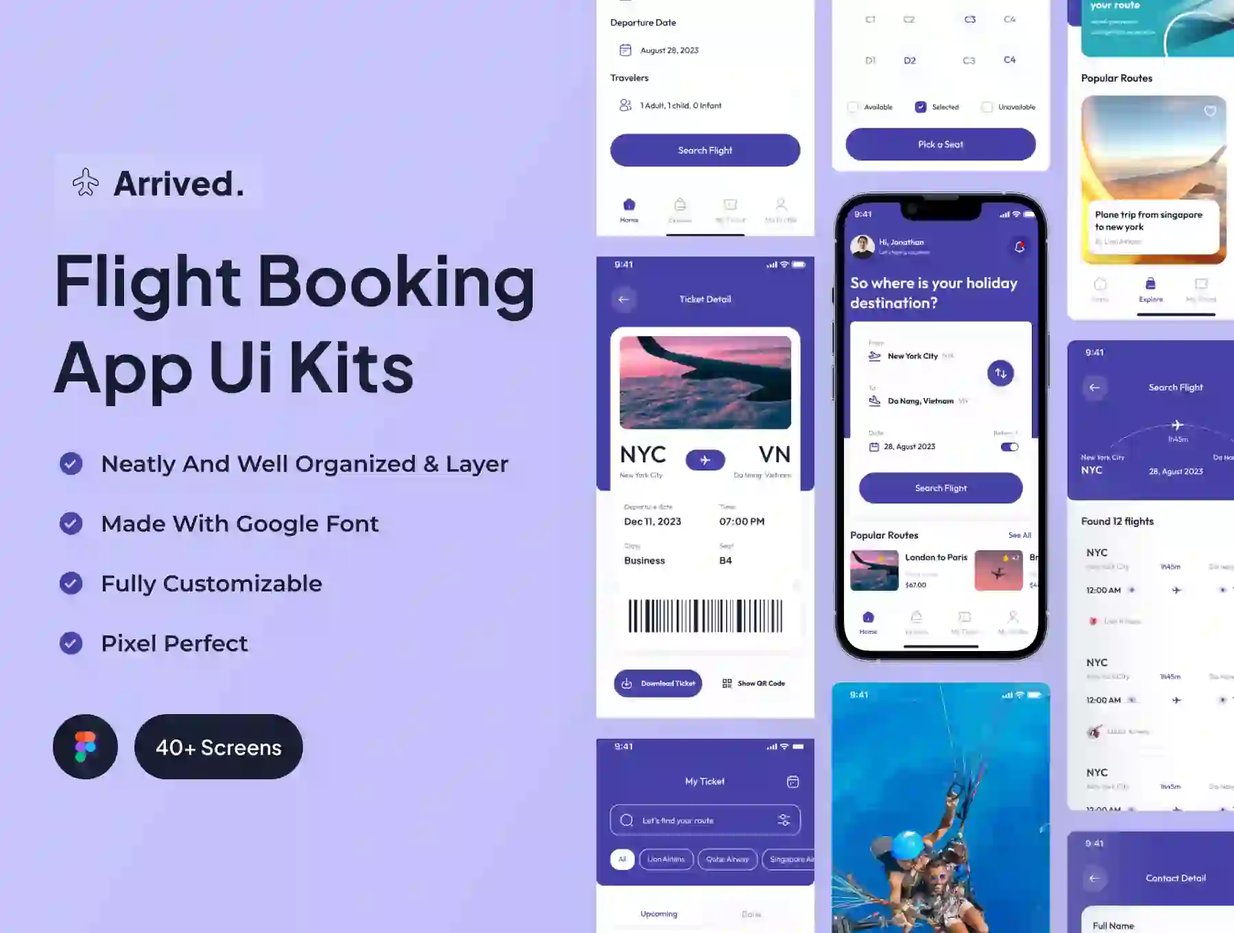 Arrived - Flight Booking App Ui Kits