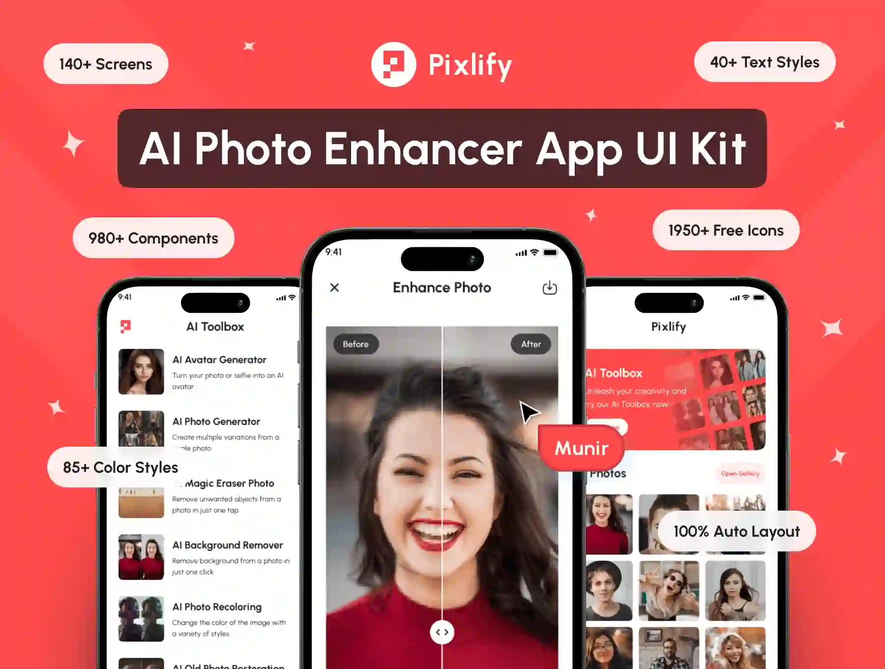 Pixlify - AI Photo Enhancer App UI Kit