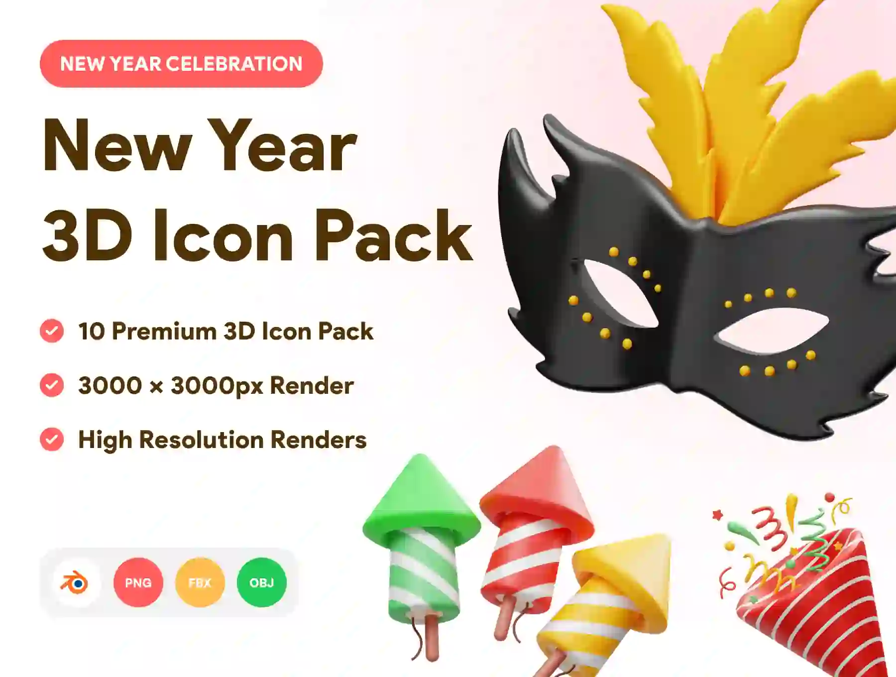 New Year Celebration 3D Icon