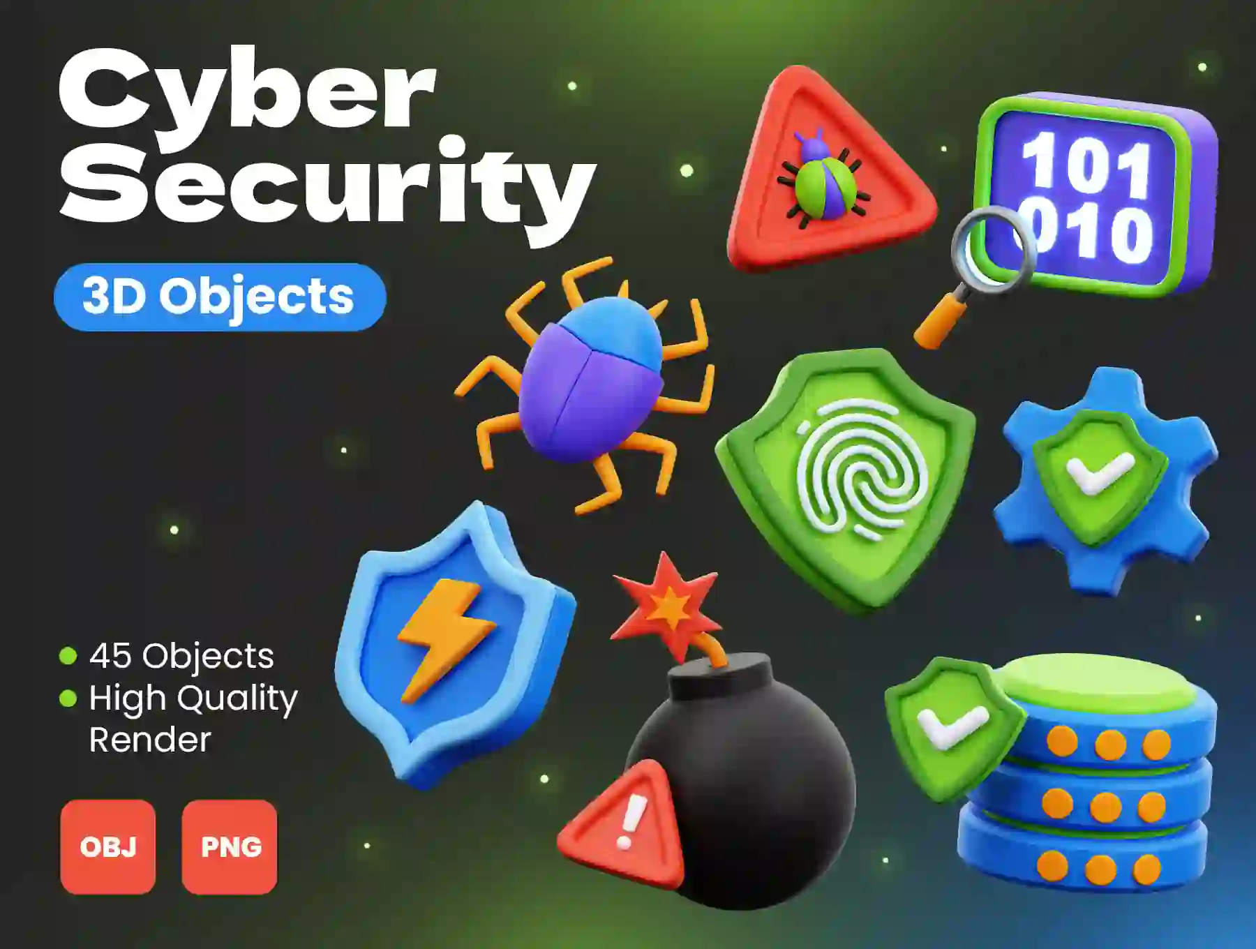 Cyber Security 3D Objects
