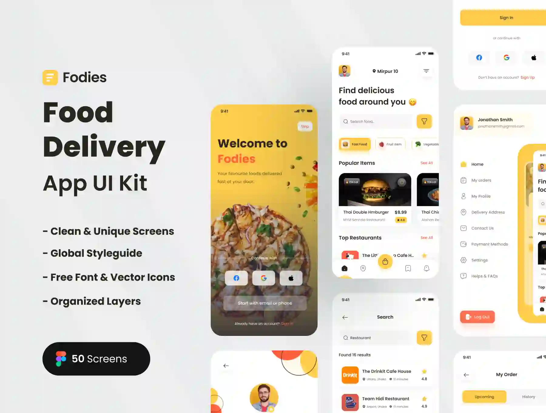 Fodies - Food Delivery App UI Kit