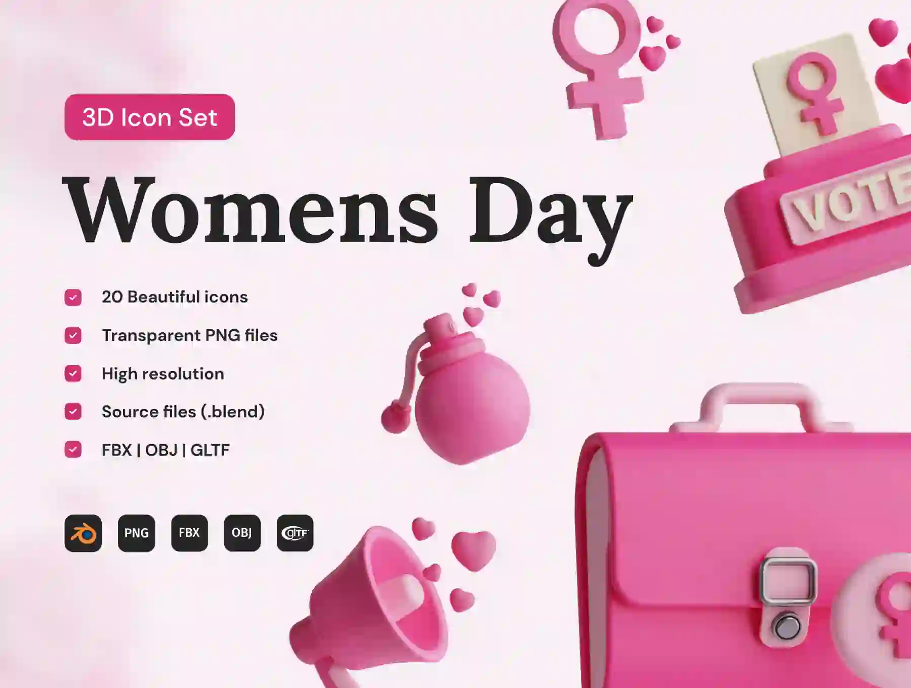 Women's Day 3D Icon Set