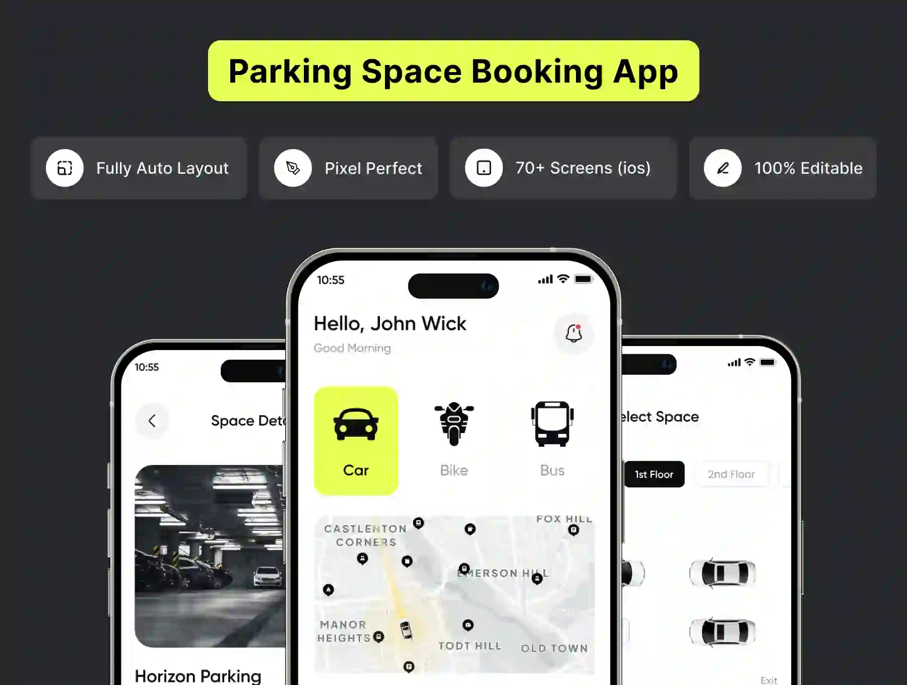 Filllo Parking Space Booking App UI Kit