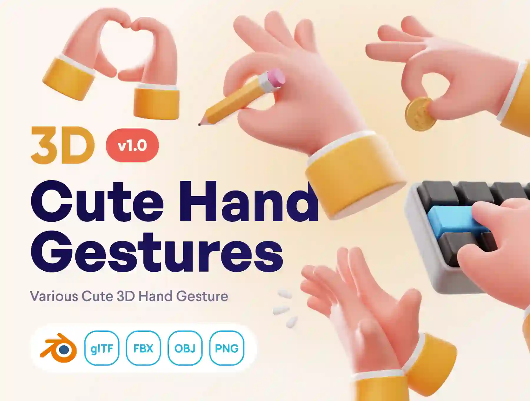 Handflufy - Cute 3D Hand Gesture