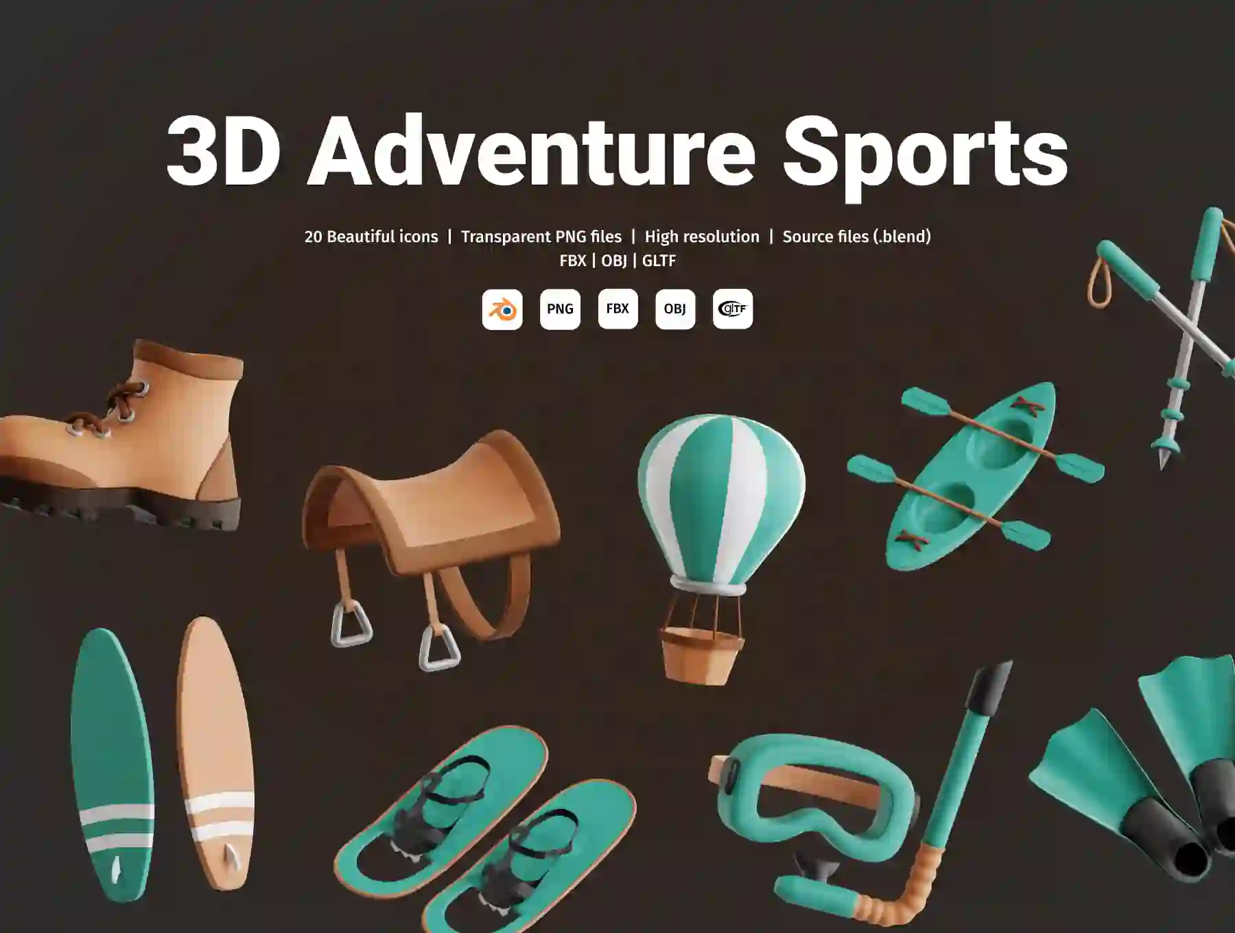 Adventure Sports 3D Icon Set