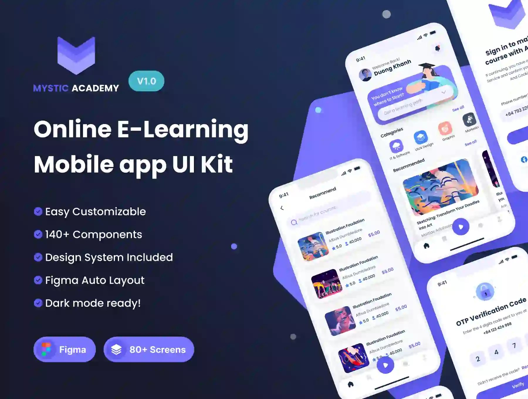 Online E-Learning Mobile app UI Kit