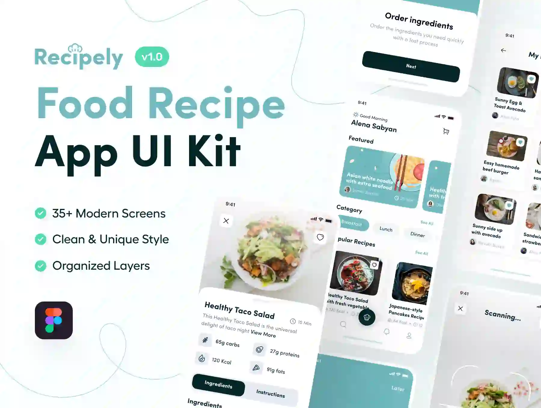Recipely - Food Recipe App UI Kits