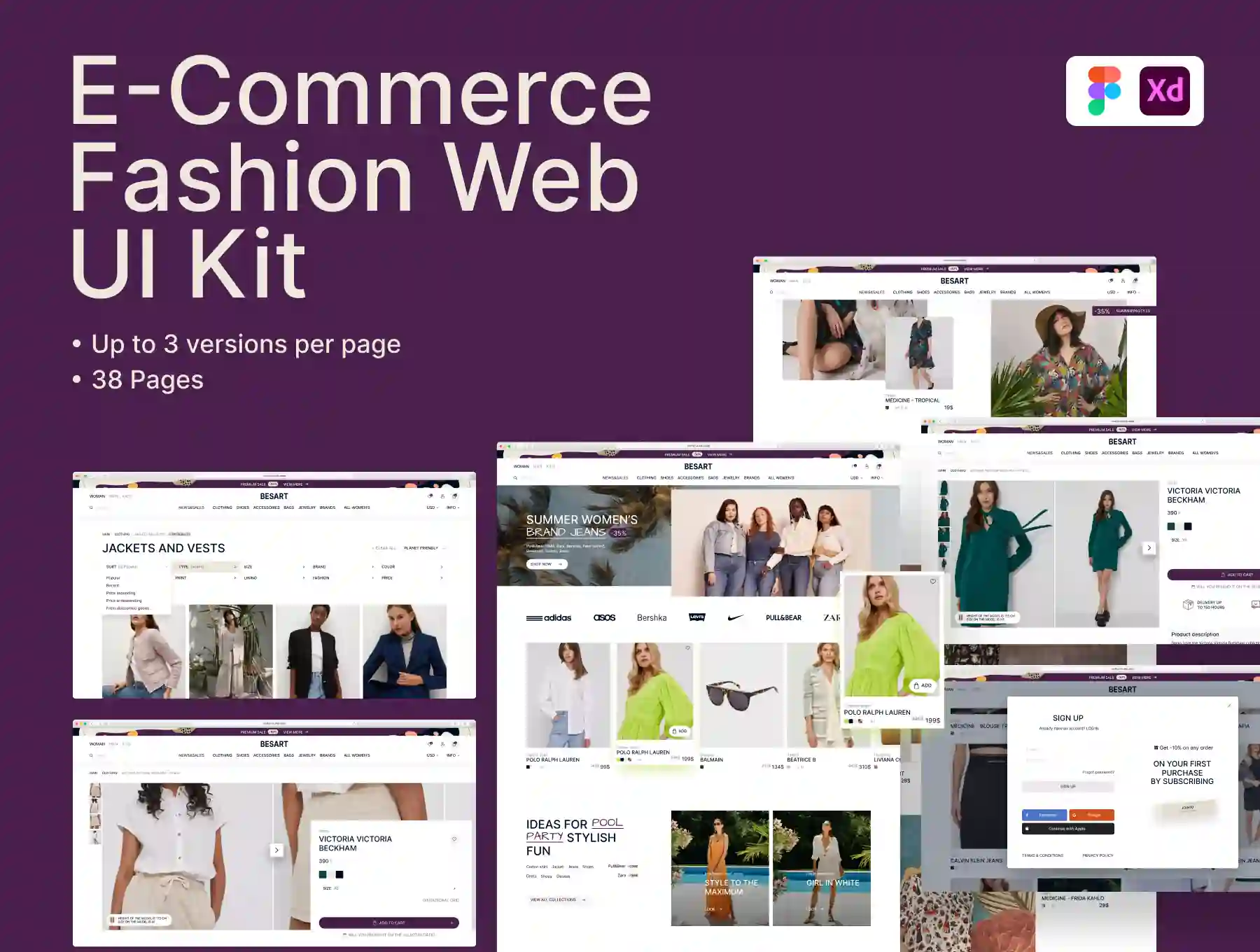 E-Commerce Web UI Kit (38 pages)