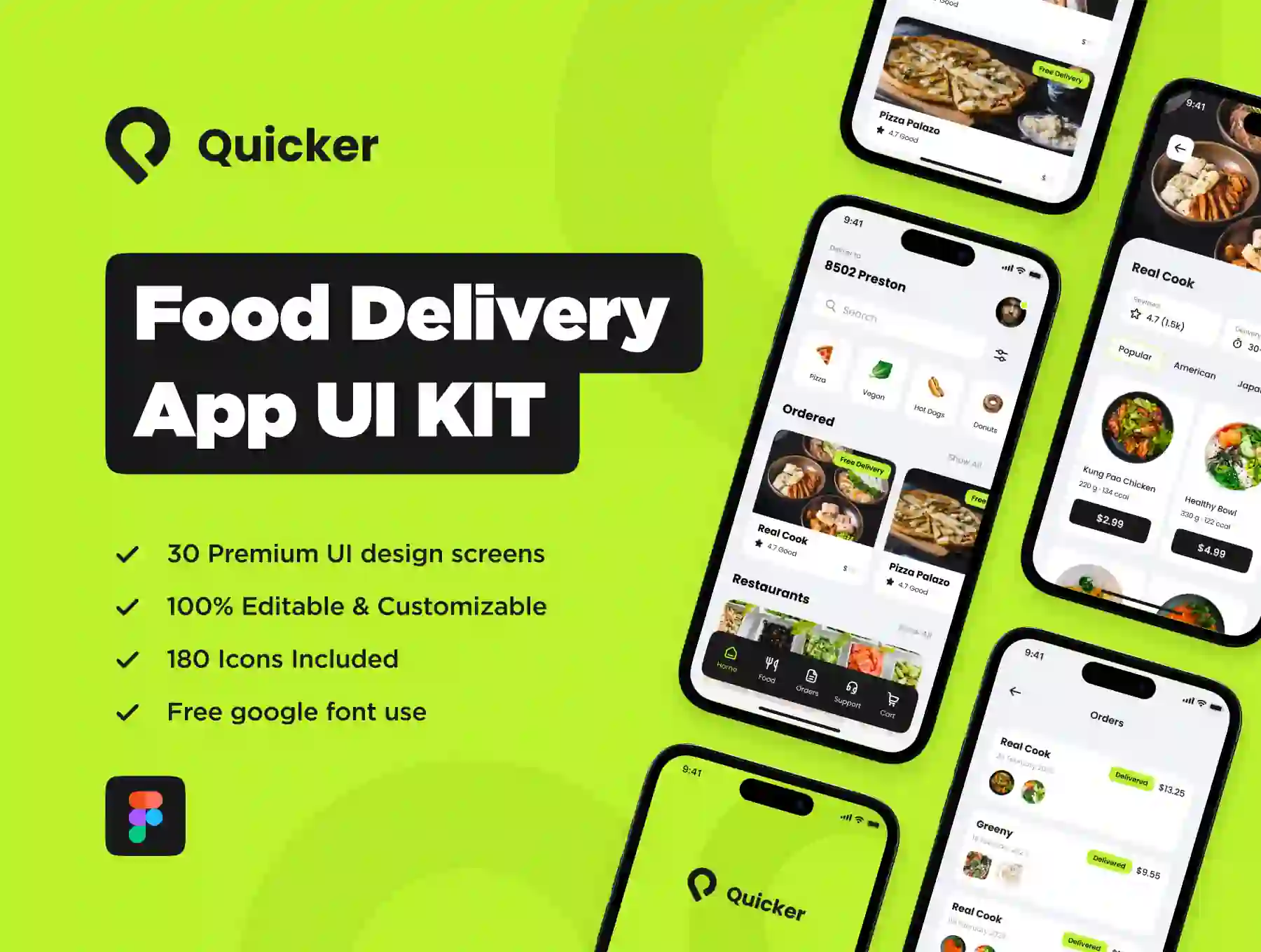 Quicker Food Delivery App UI KIT